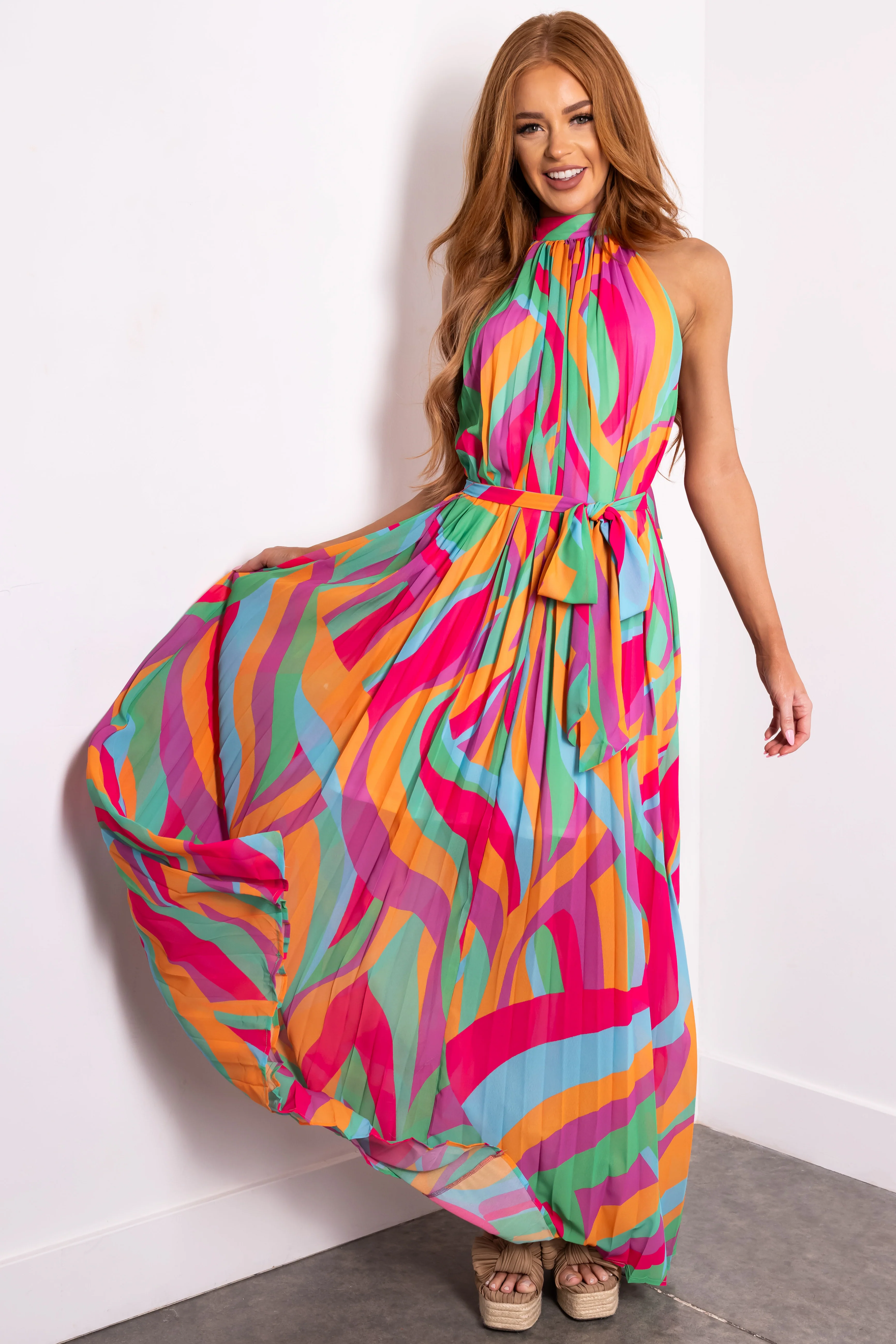 Flying Tomato Multicolor Halter Top Maxi Dress - LD SALE
