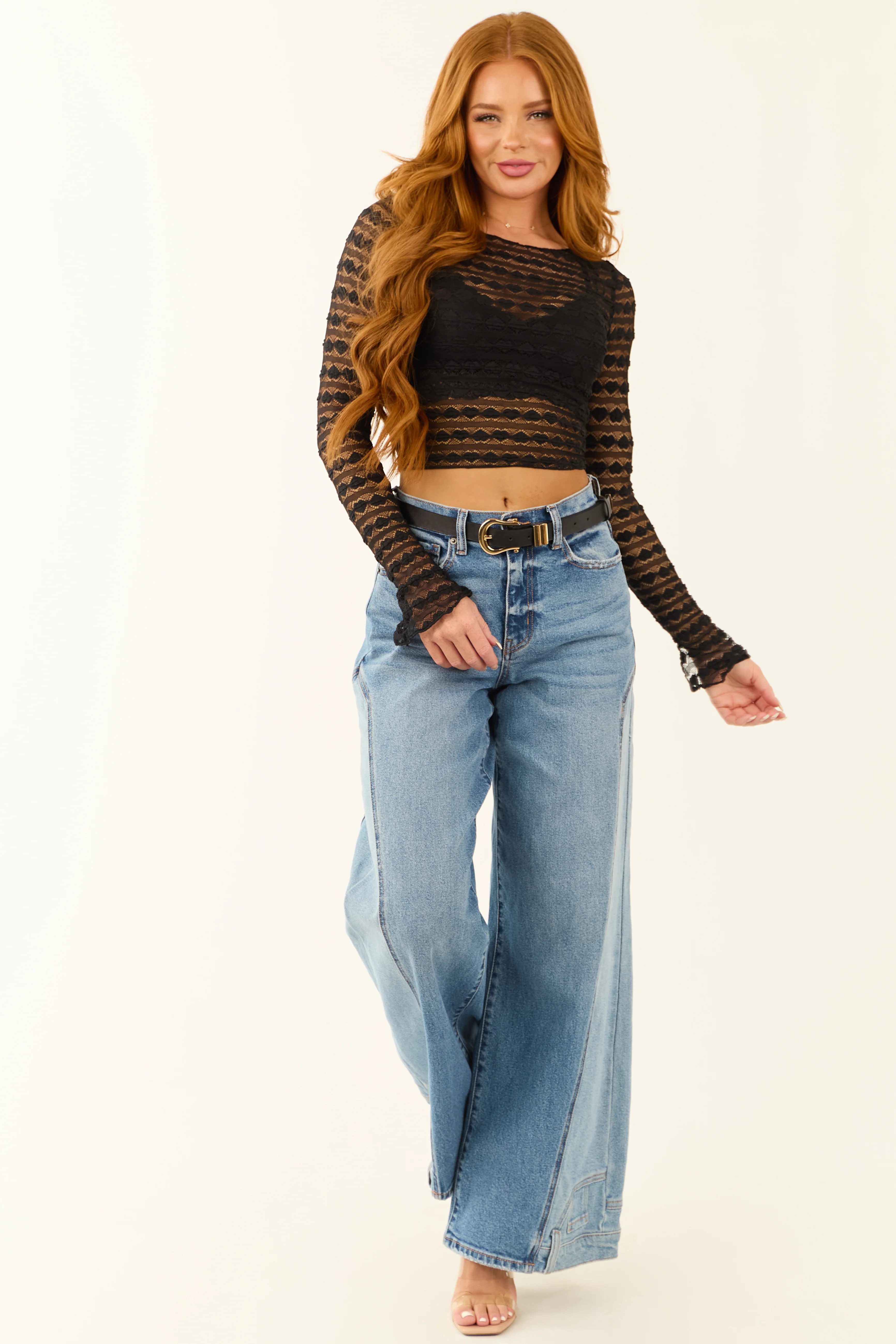 Black Heart Textured Knit Long Sleeve Top - LD SALE