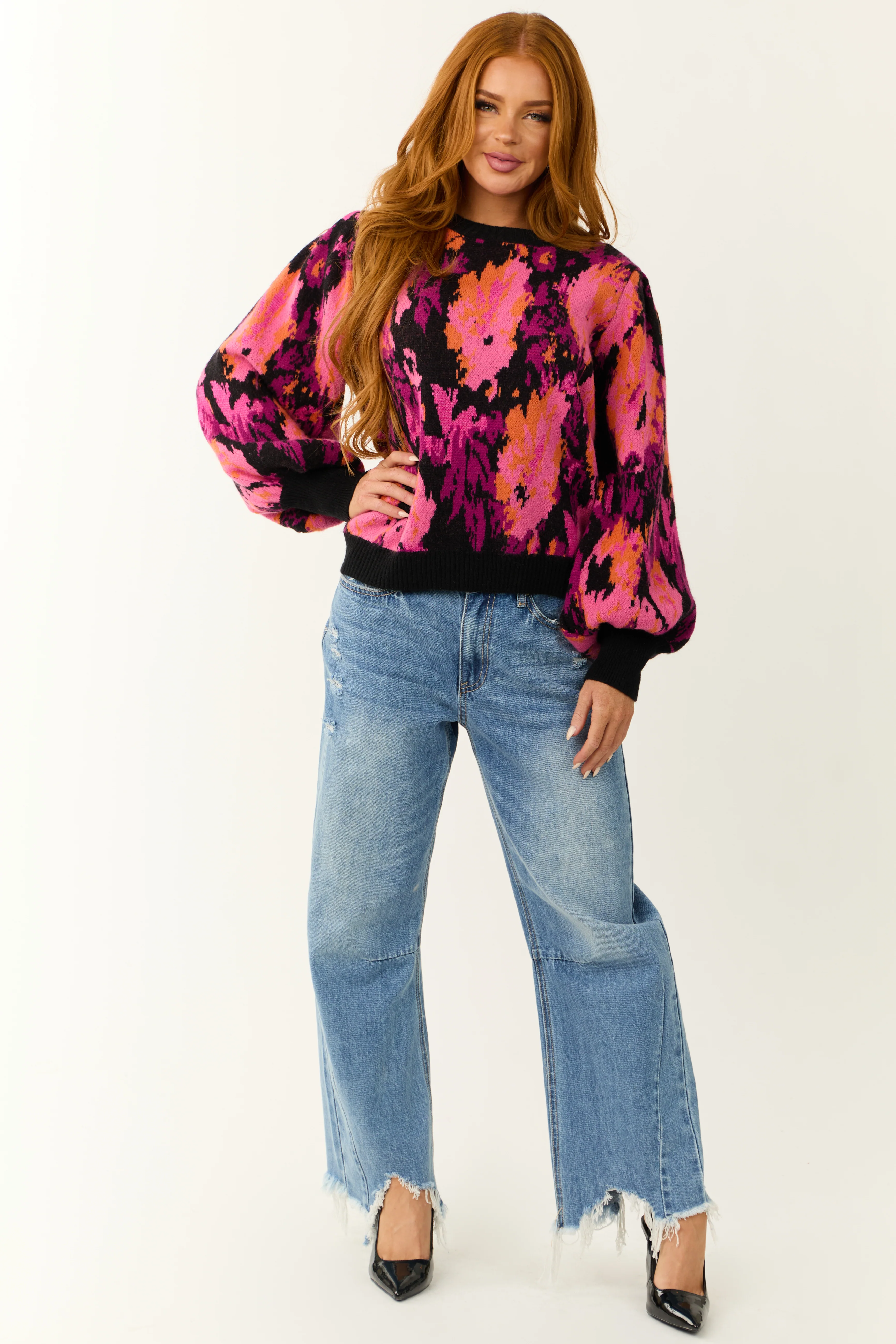 Punch Abstract Print Crew Neck Sweater - LD SALE