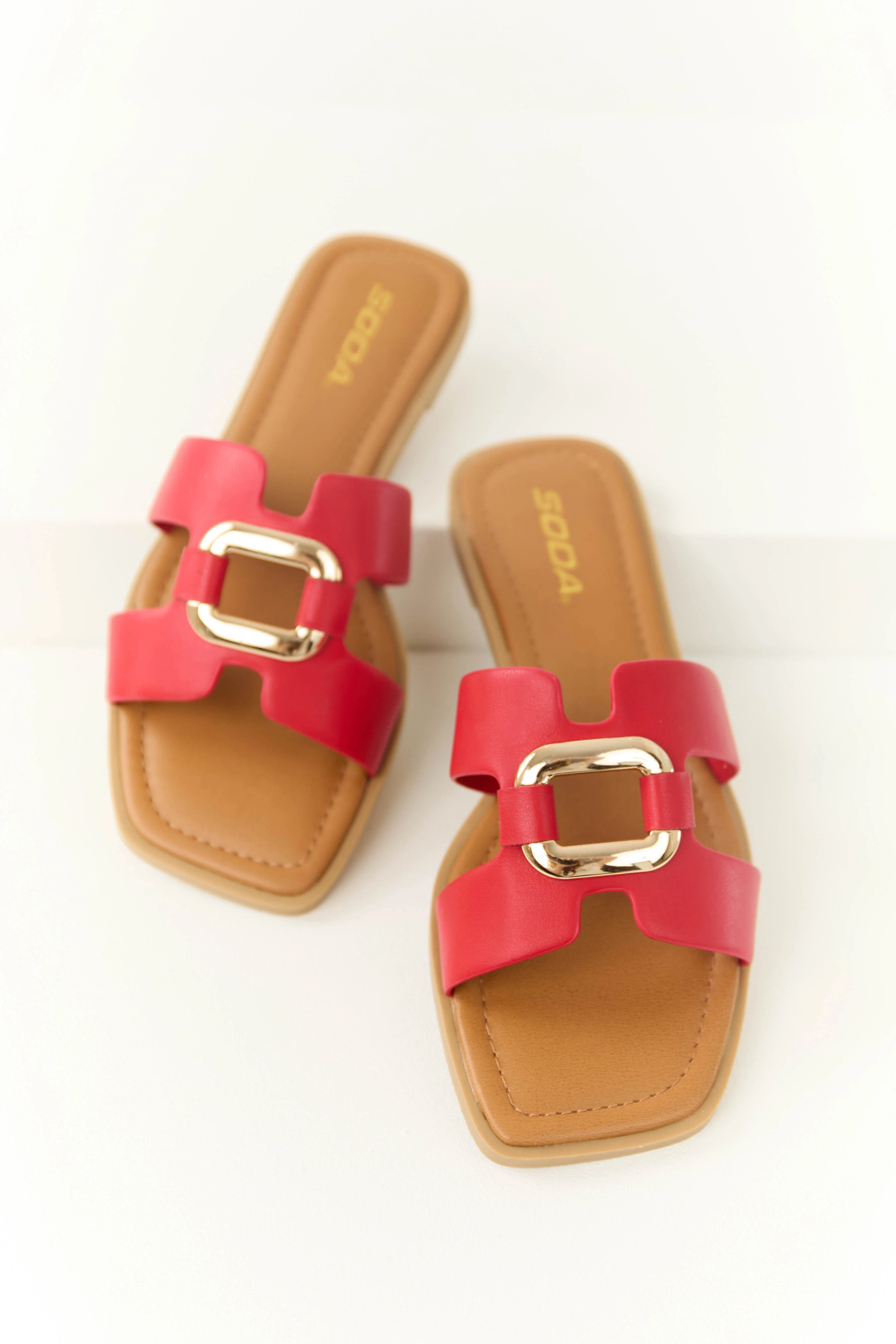Ruby Gold Buckle Open Toe Sandals - LD SALE