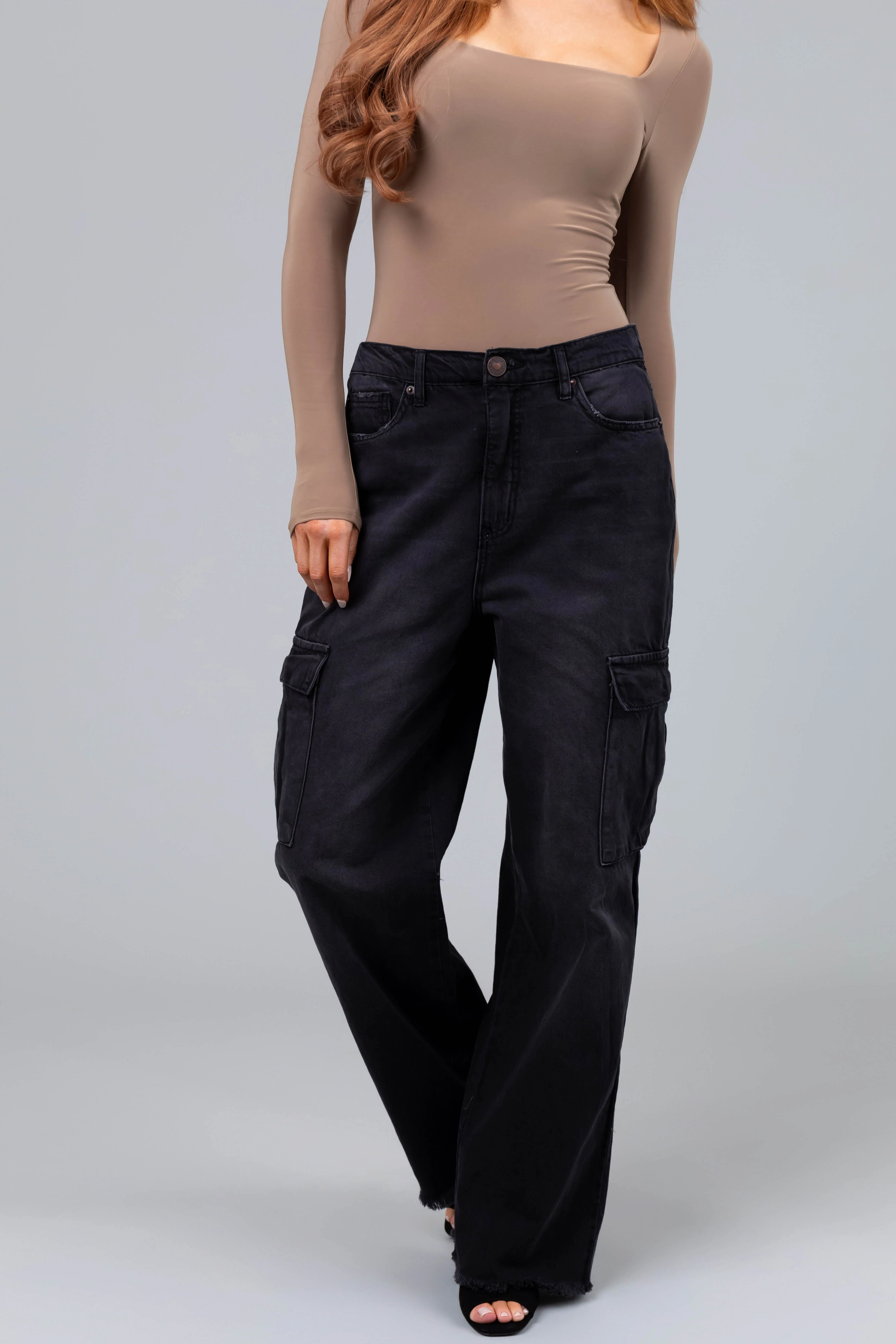 Boom Boom Black Cargo Wide Leg Jeans - LD SALE