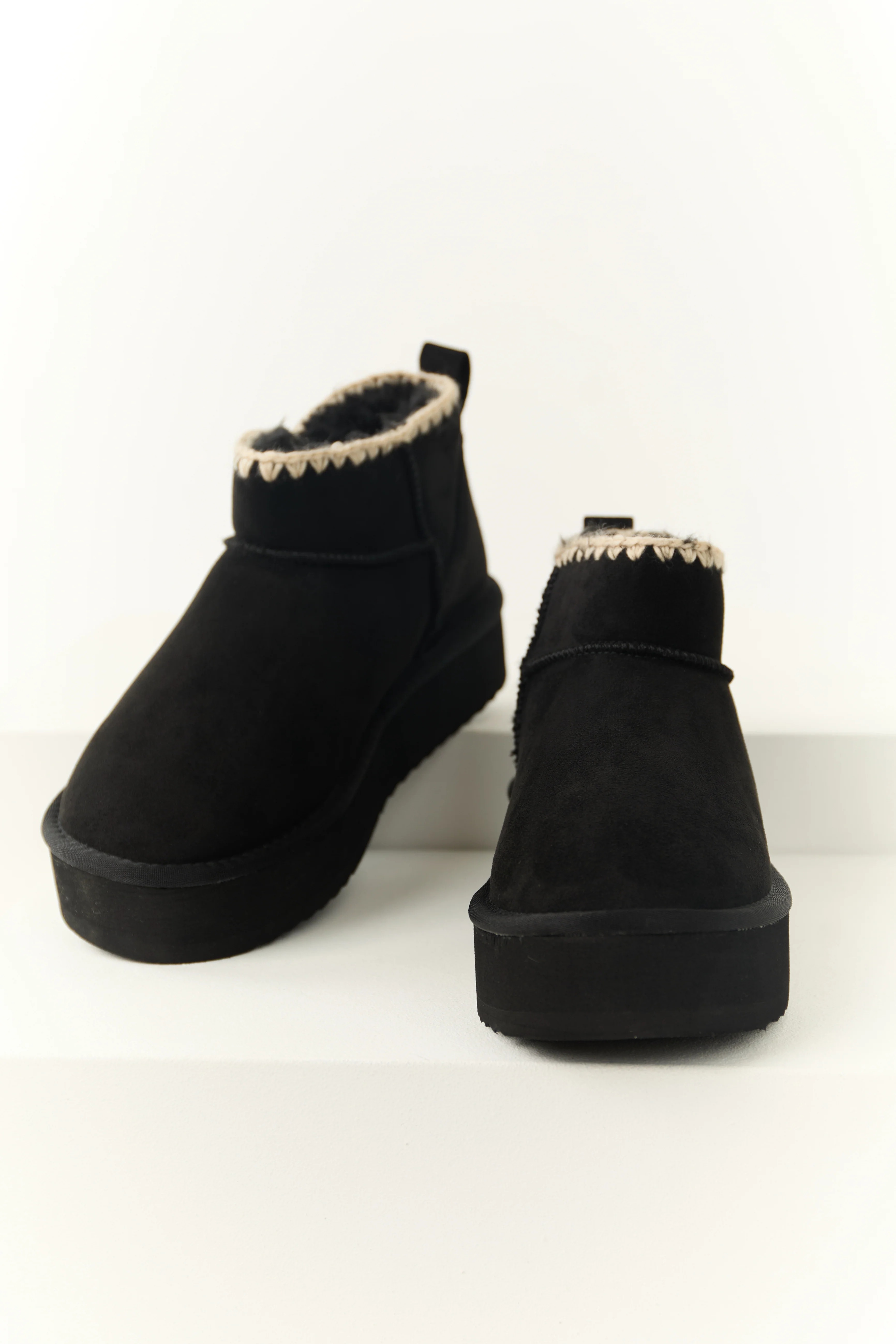 Black Suede Platform Ankle Boots - LD SALE