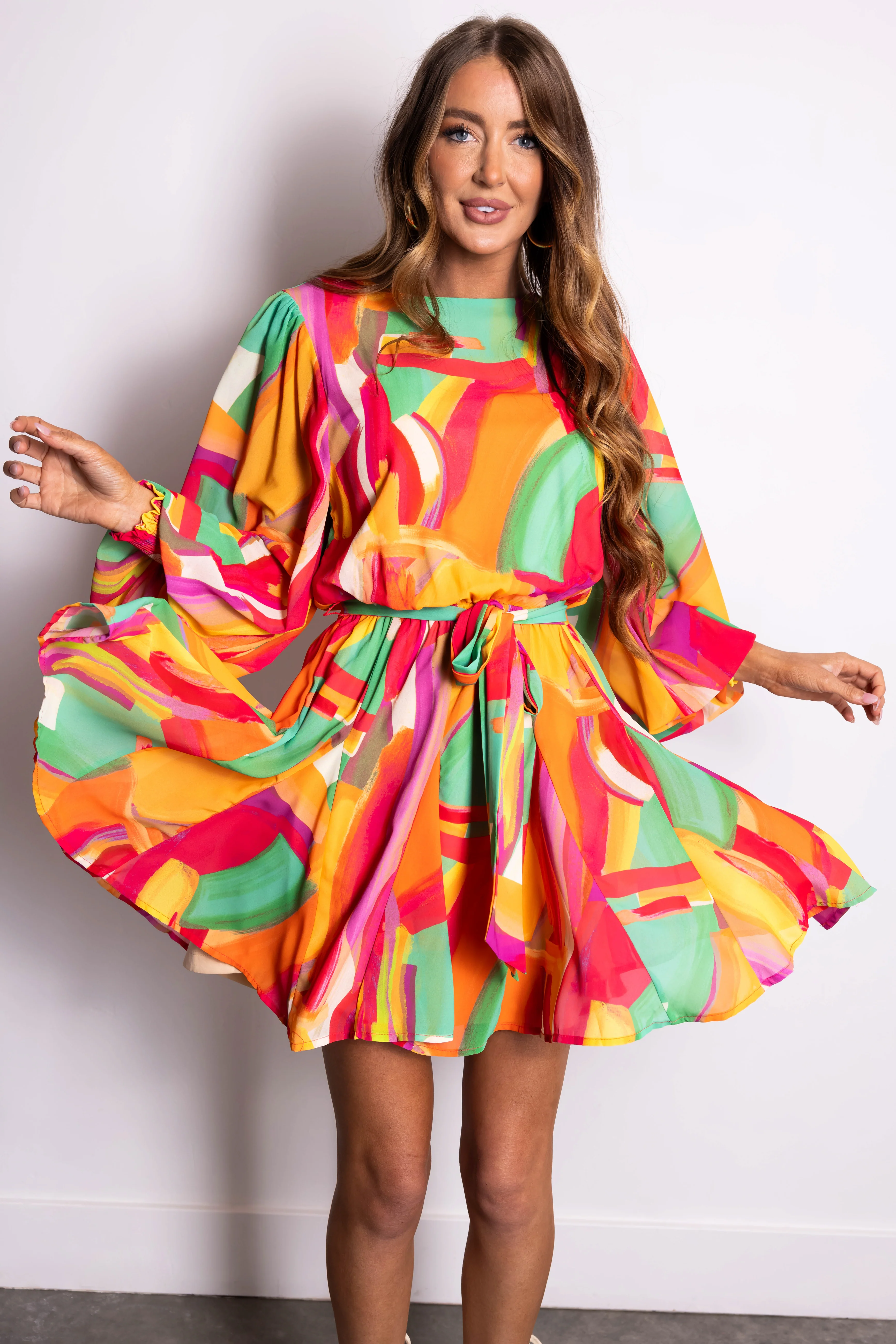 Flying Tomato Multicolor Abstract Short Dress - LD SALE