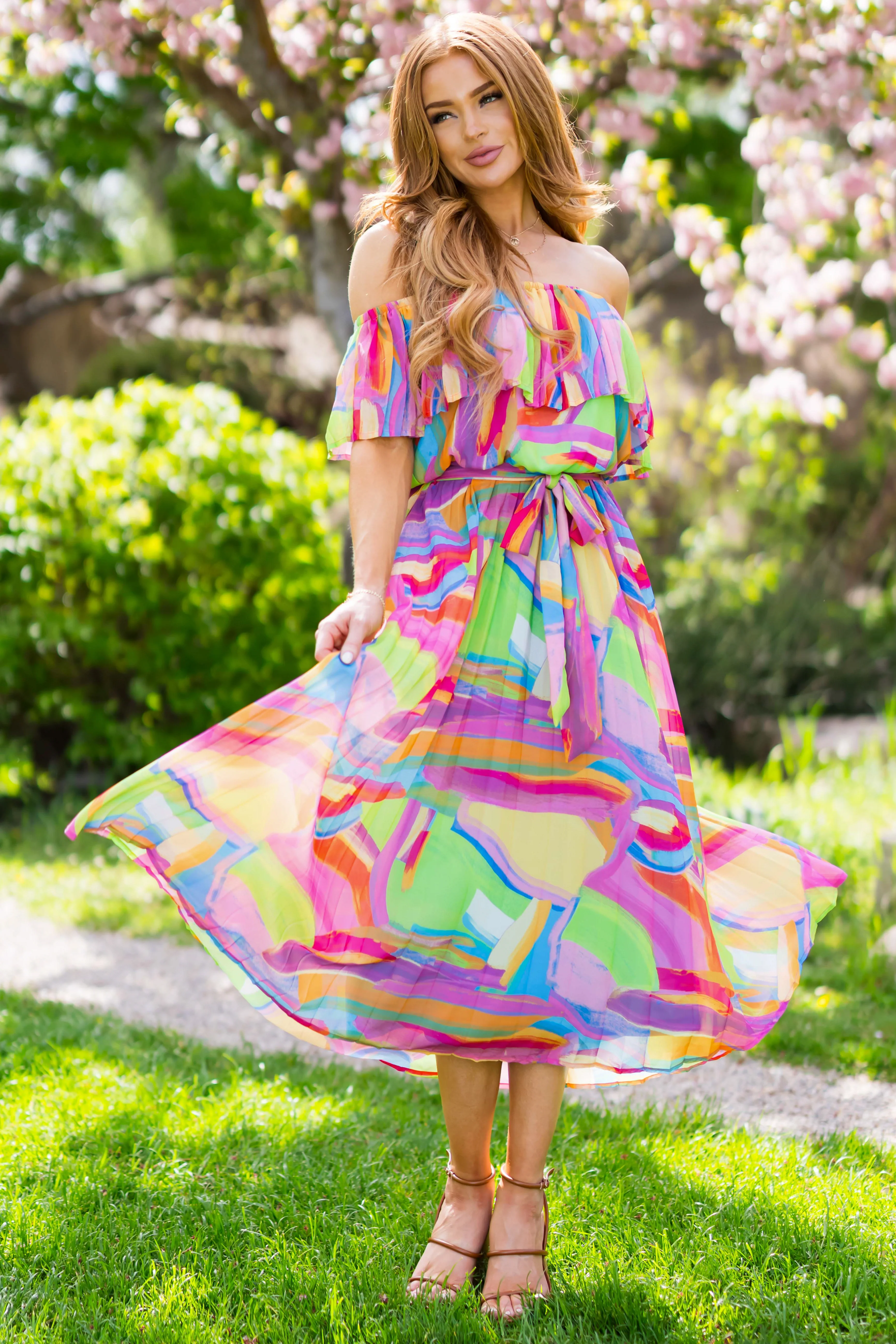 Flying Tomato Multicolor Pleated Maxi Dress - LD SALE
