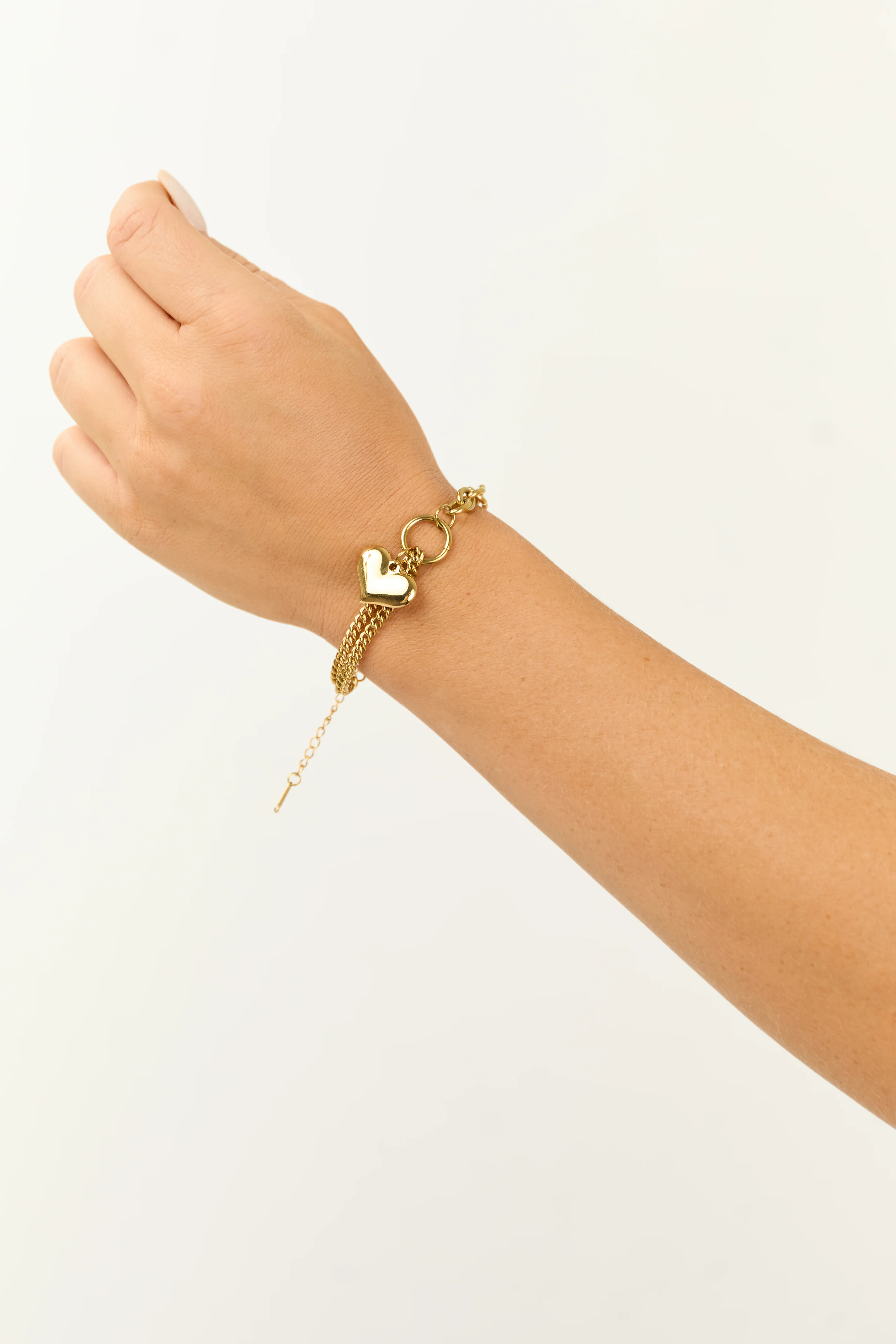 Gold Chain Link Heart Charm Bracelet - LD SALE