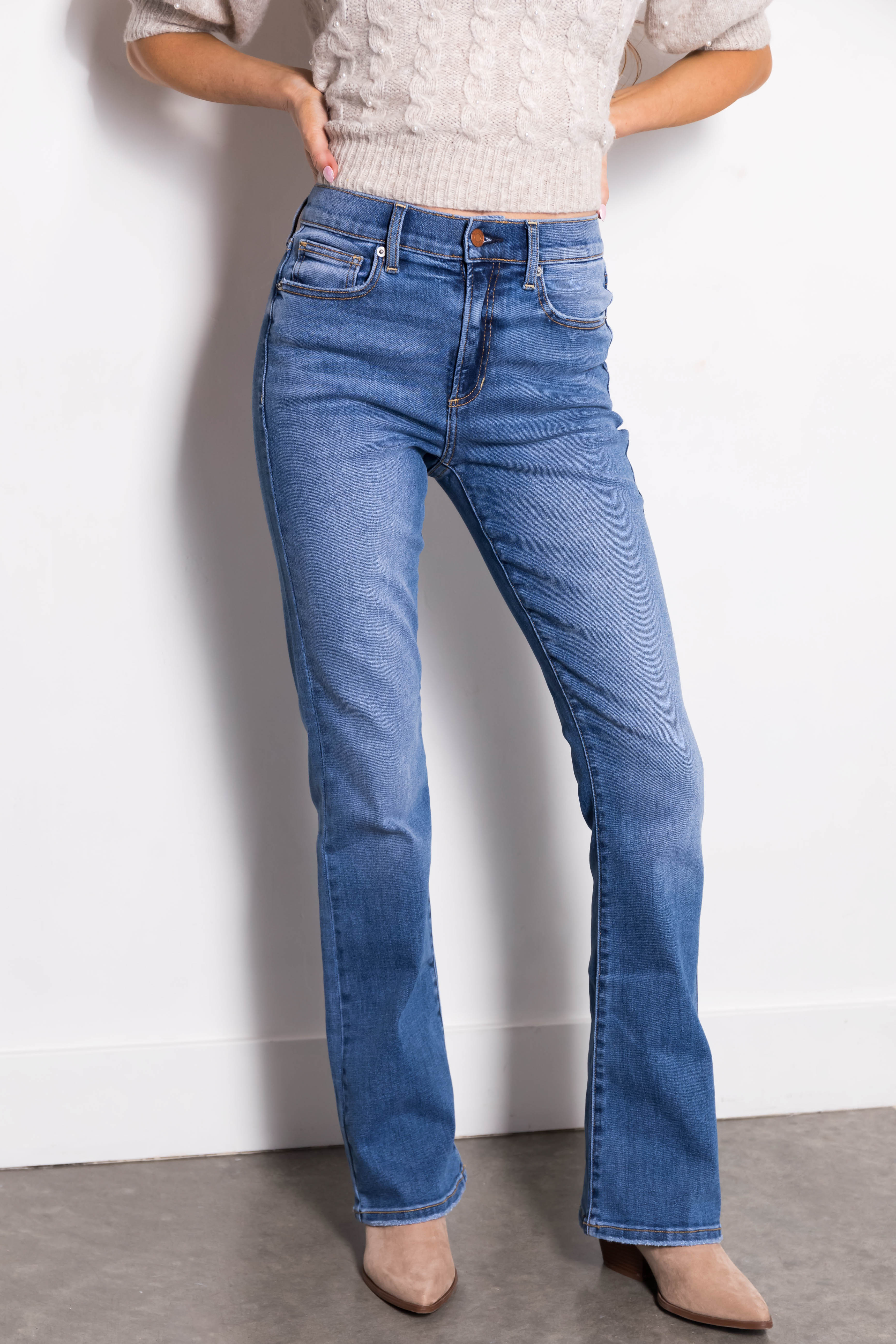 Sneak Peek Medium Wash Slim Bootcut Jeans - LD SALE