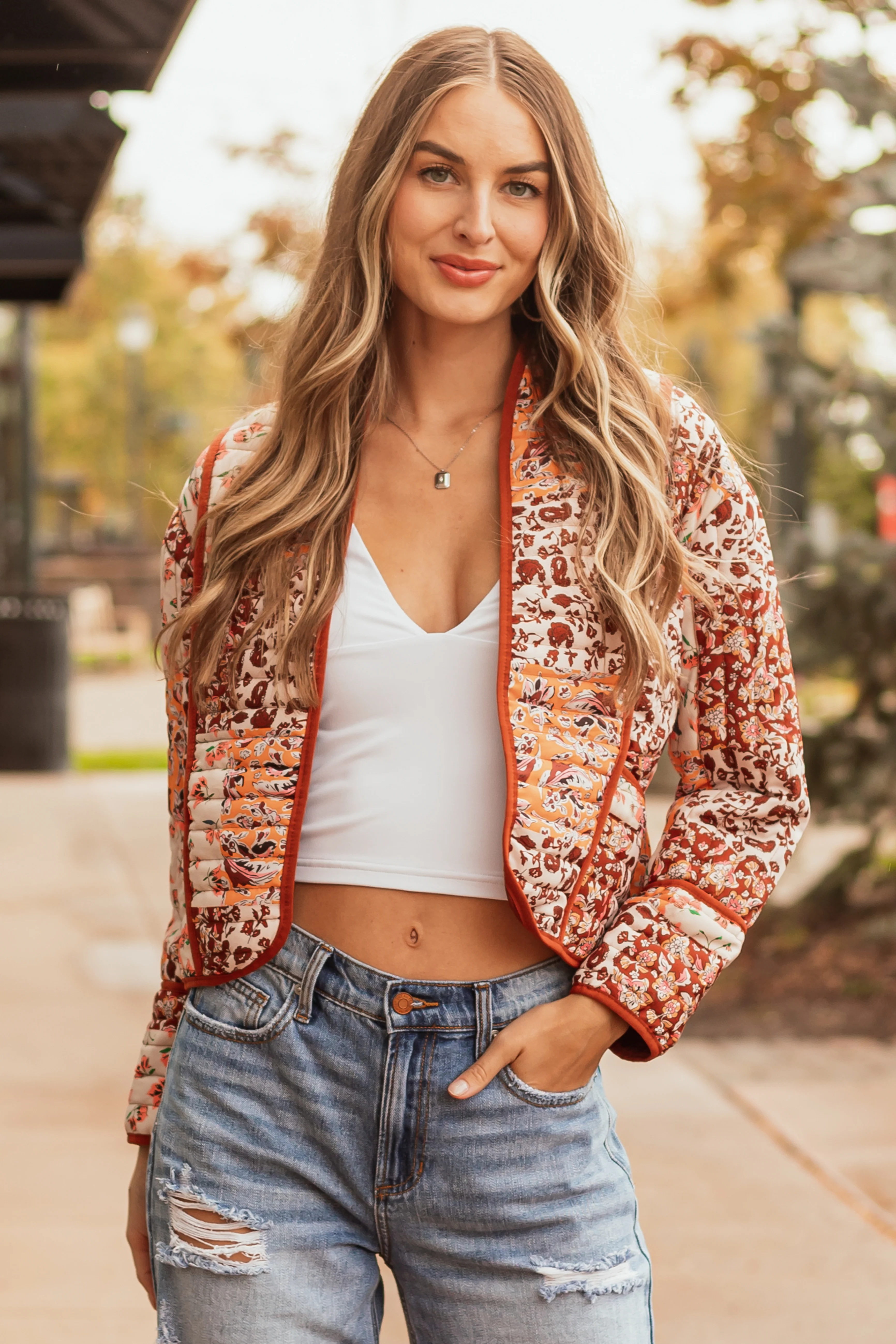 Cinnamon Floral Multiprint Quilted Jacket - LD SALE