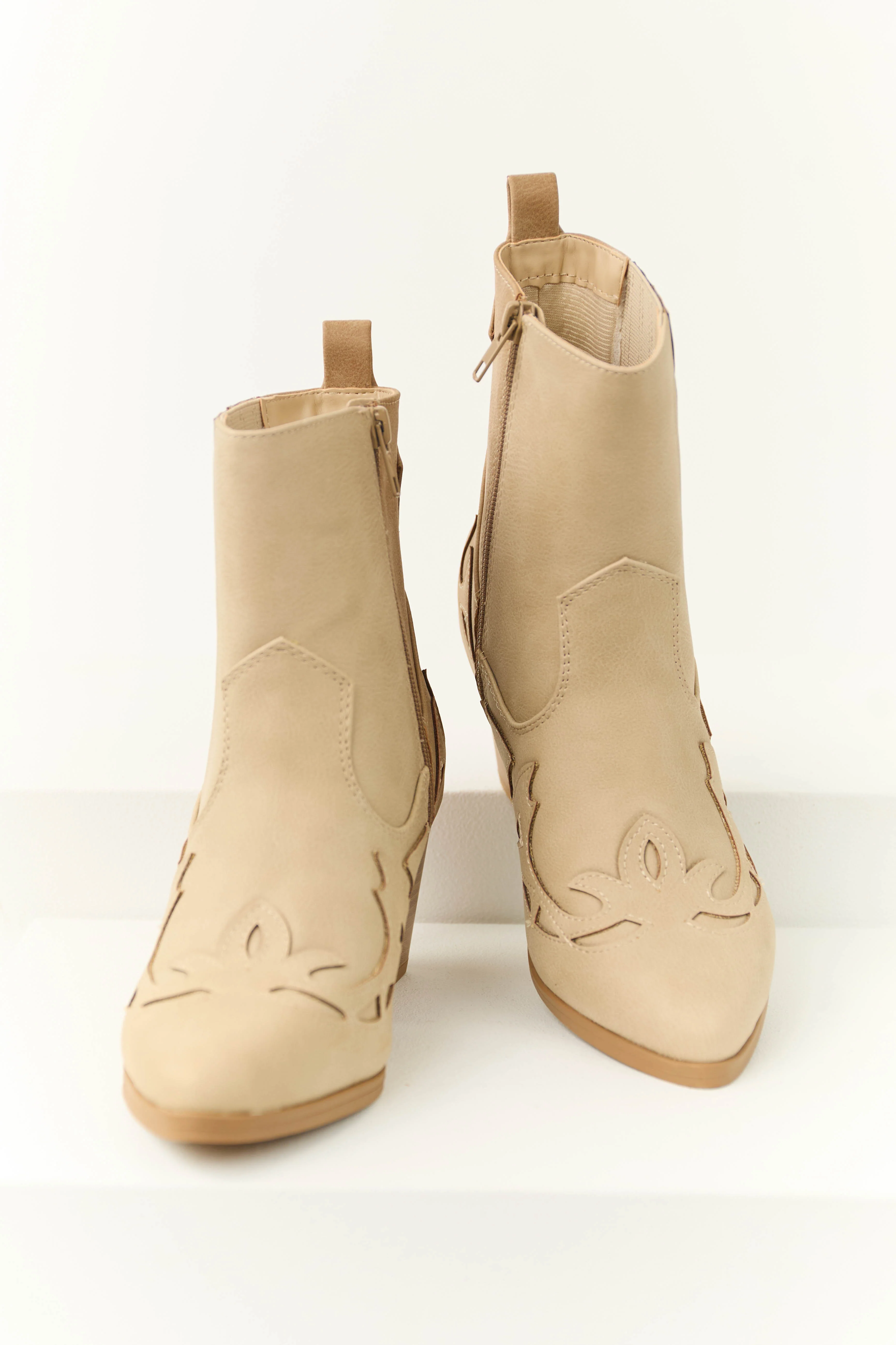 Almond and Latte Colorblock Ankle Boots - LD SALE