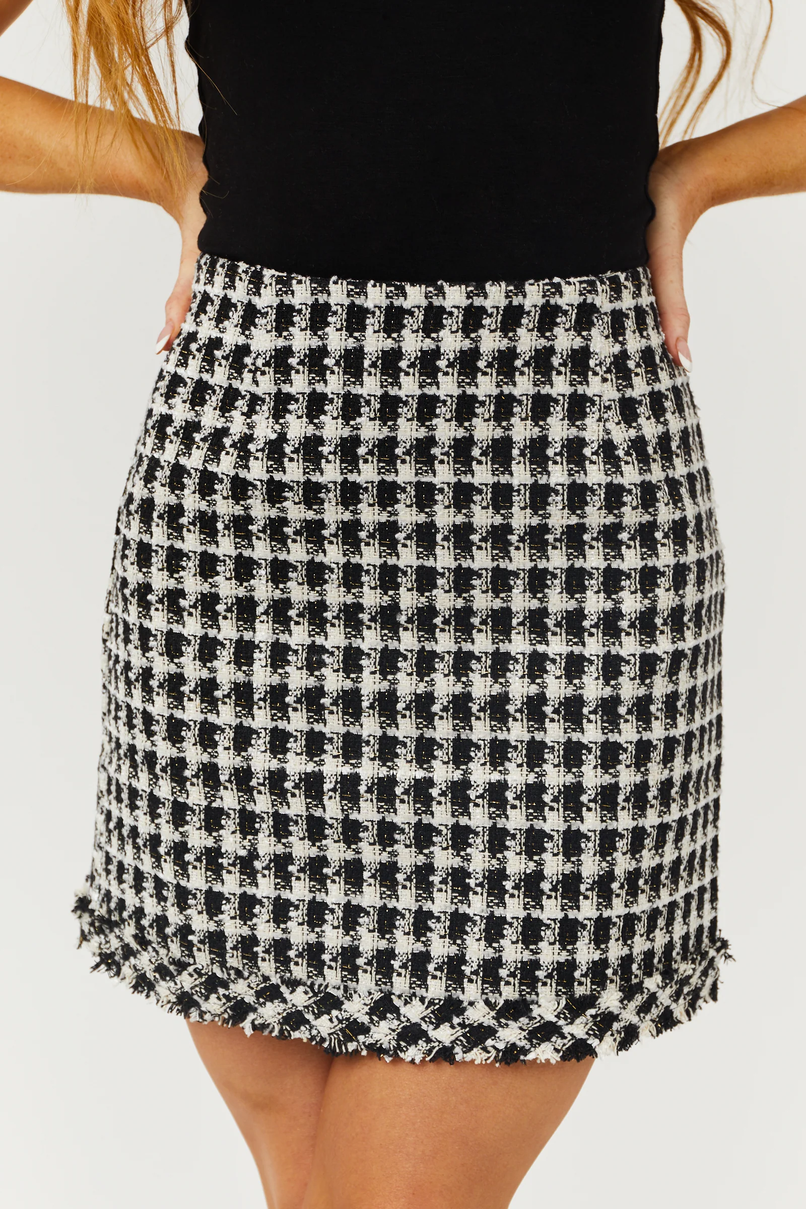 She+Sky Black and Cream Tweed Mini Skirt - LD SALE