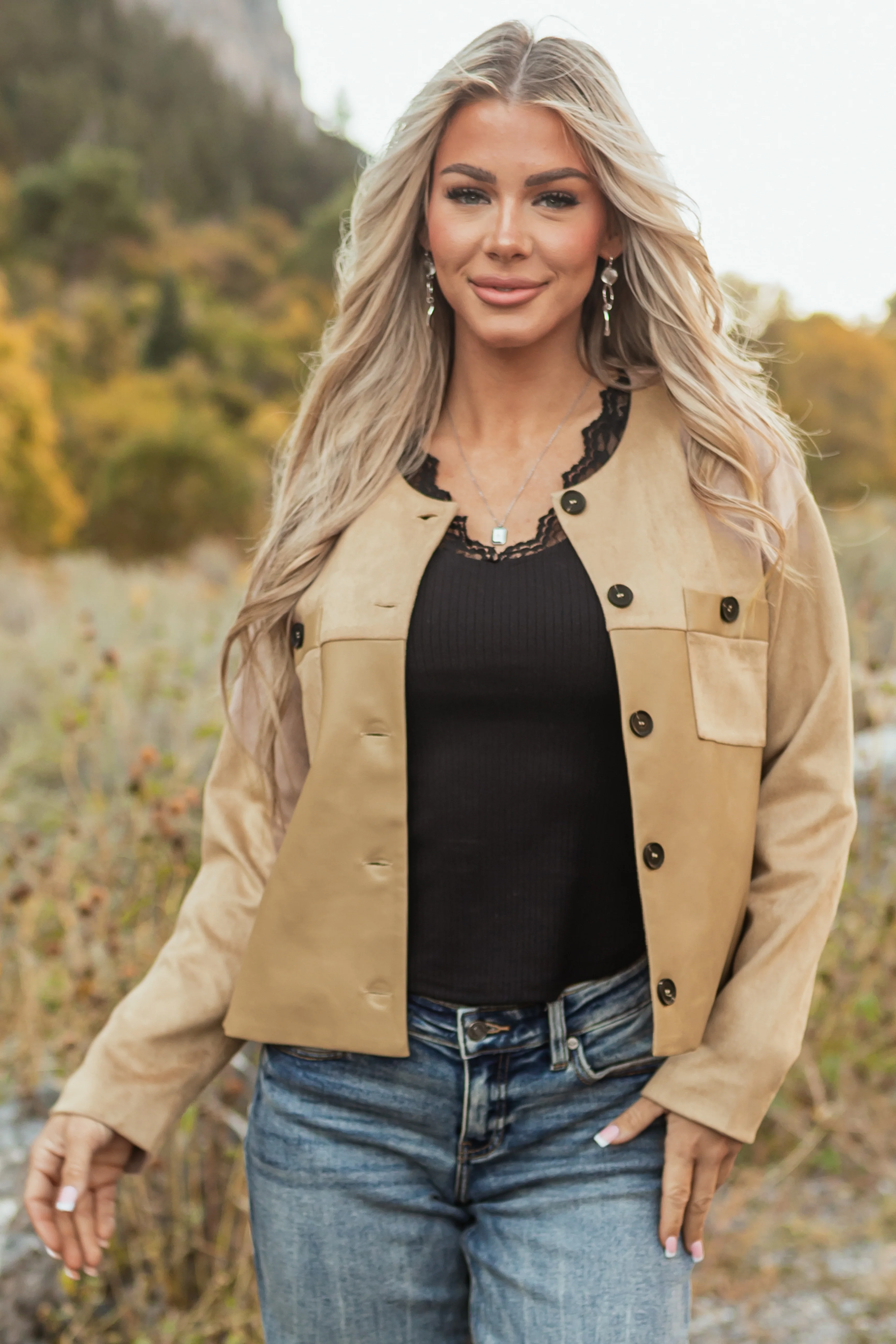 Desert Sand Faux Suede and Leather Jacket - LD SALE
