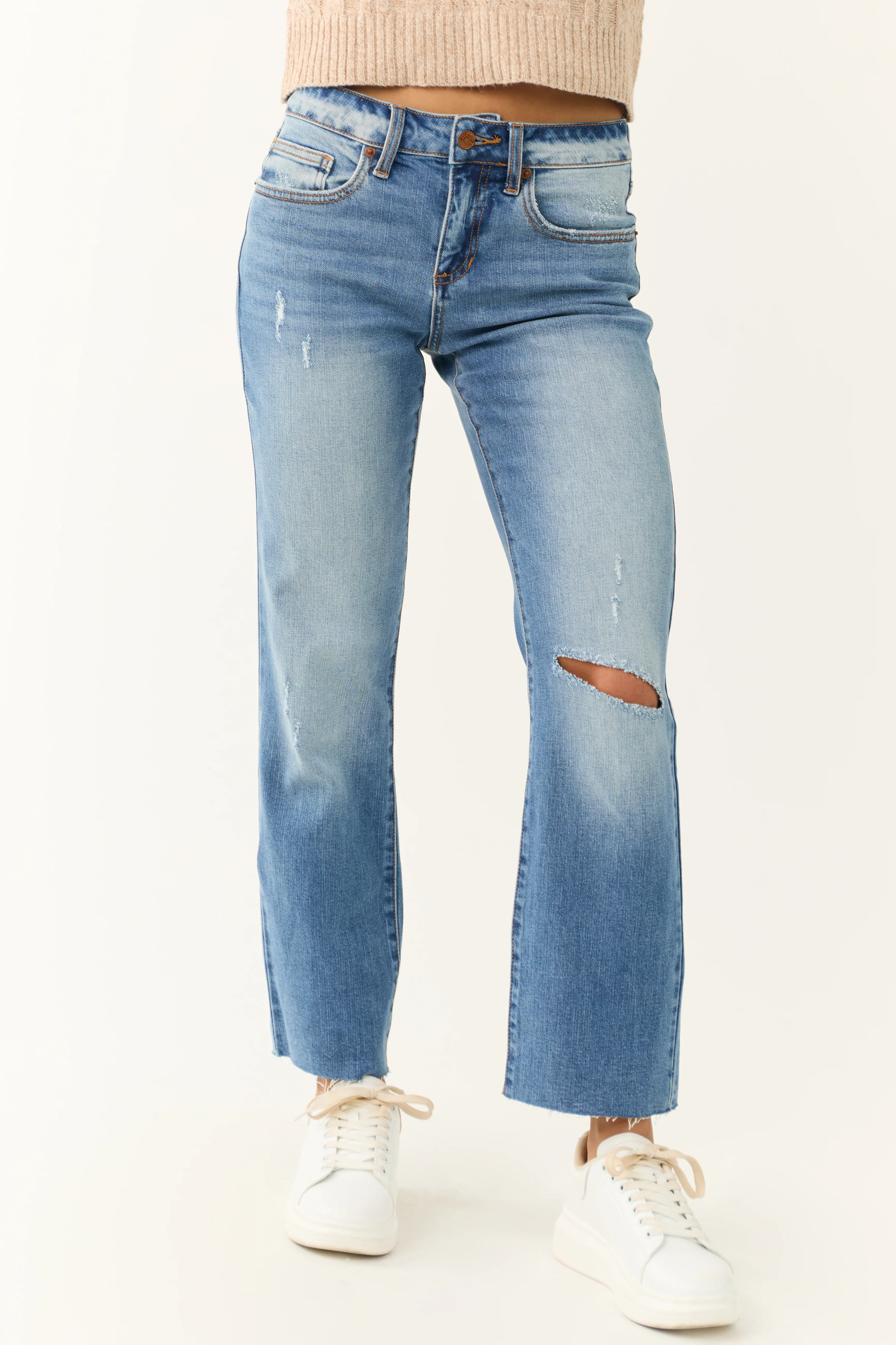 Sneak Peek Medium Wash Straight Leg Jeans - LD SALE