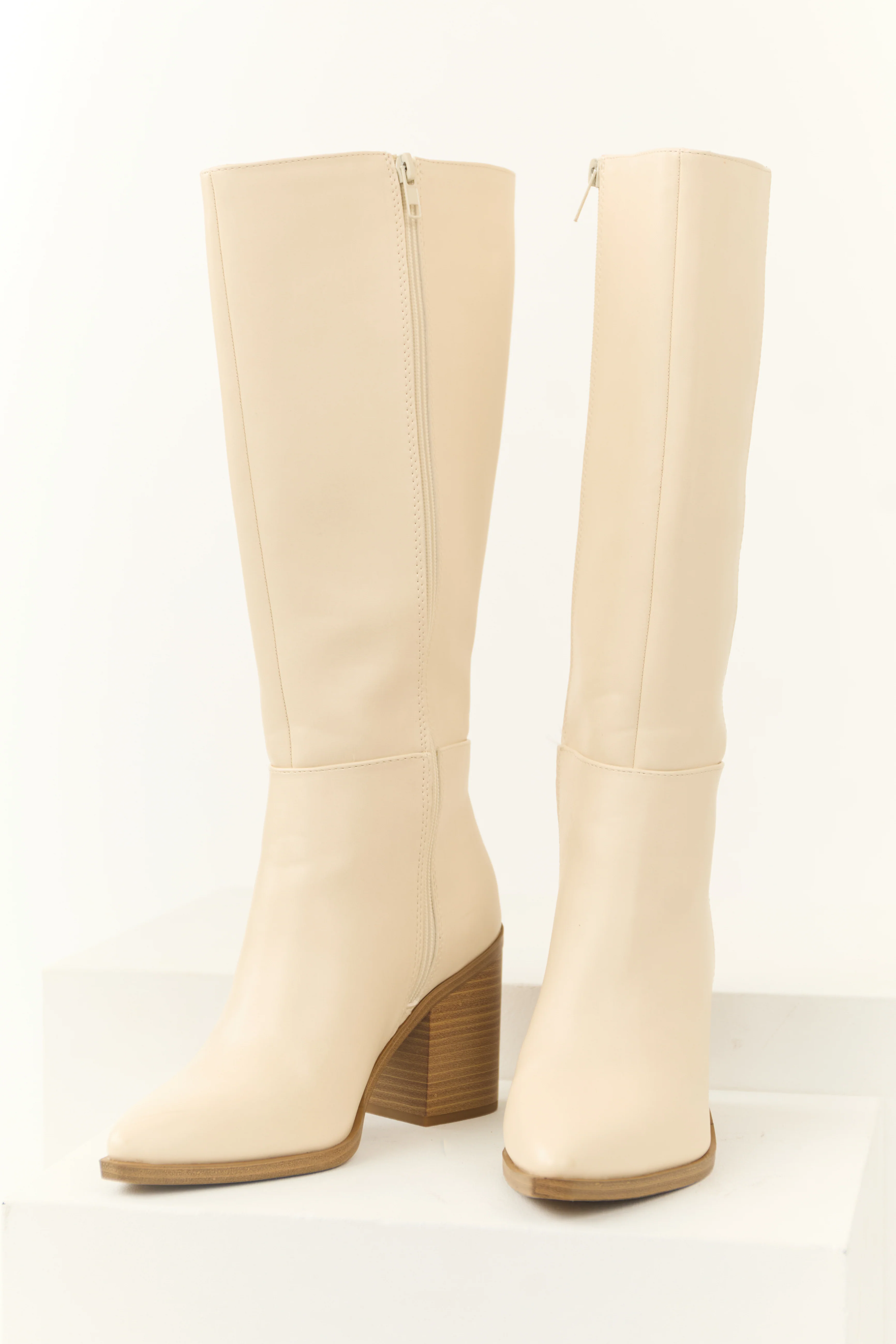 Almond Faux Leather Pointed Toe Boots - LD SALE