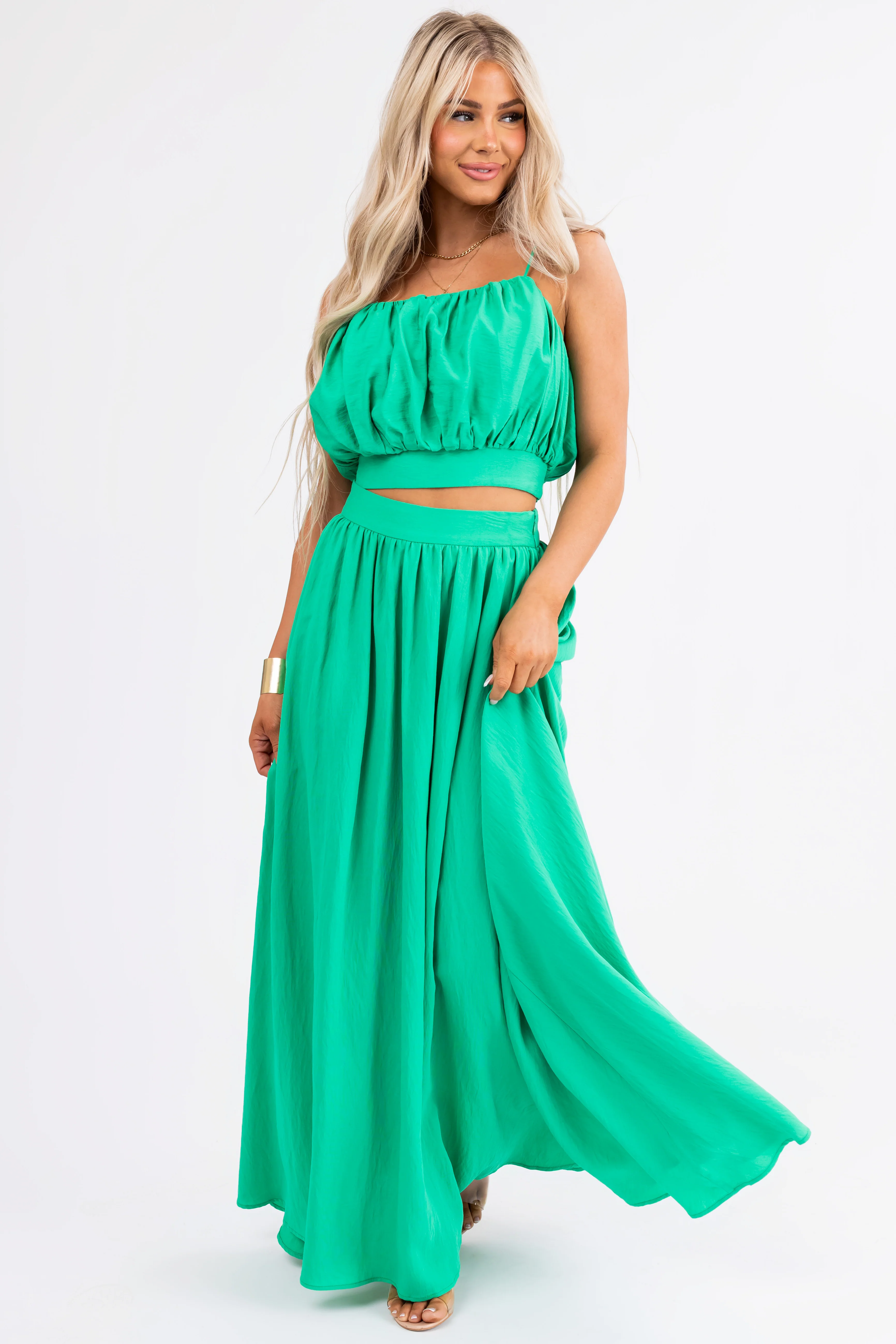 Flying Tomato Kelly Green Crop Top and Maxi Skirt - LD SALE