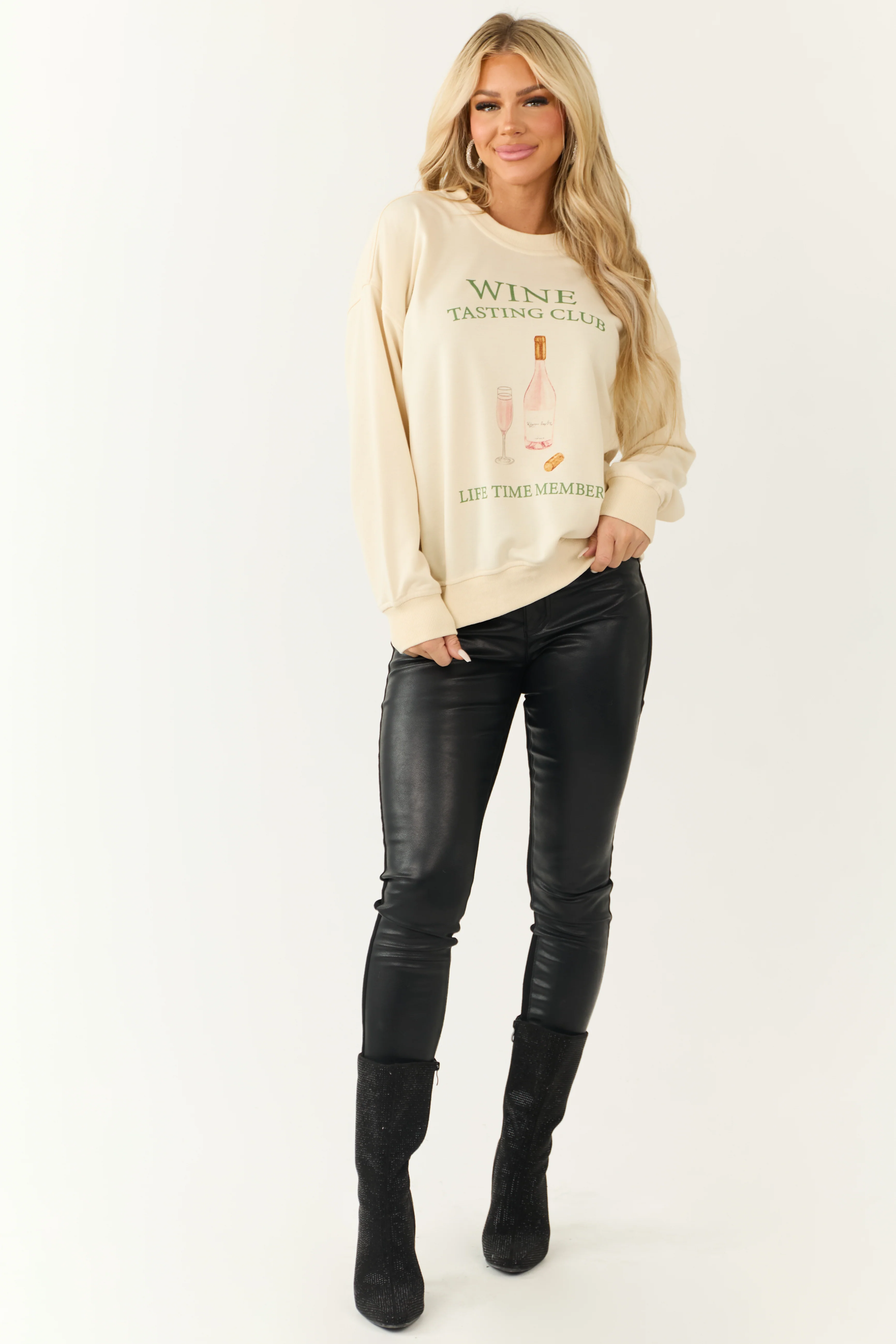 Cream 'Wine Tasting Club' Graphic Sweatshirt - LD SALE