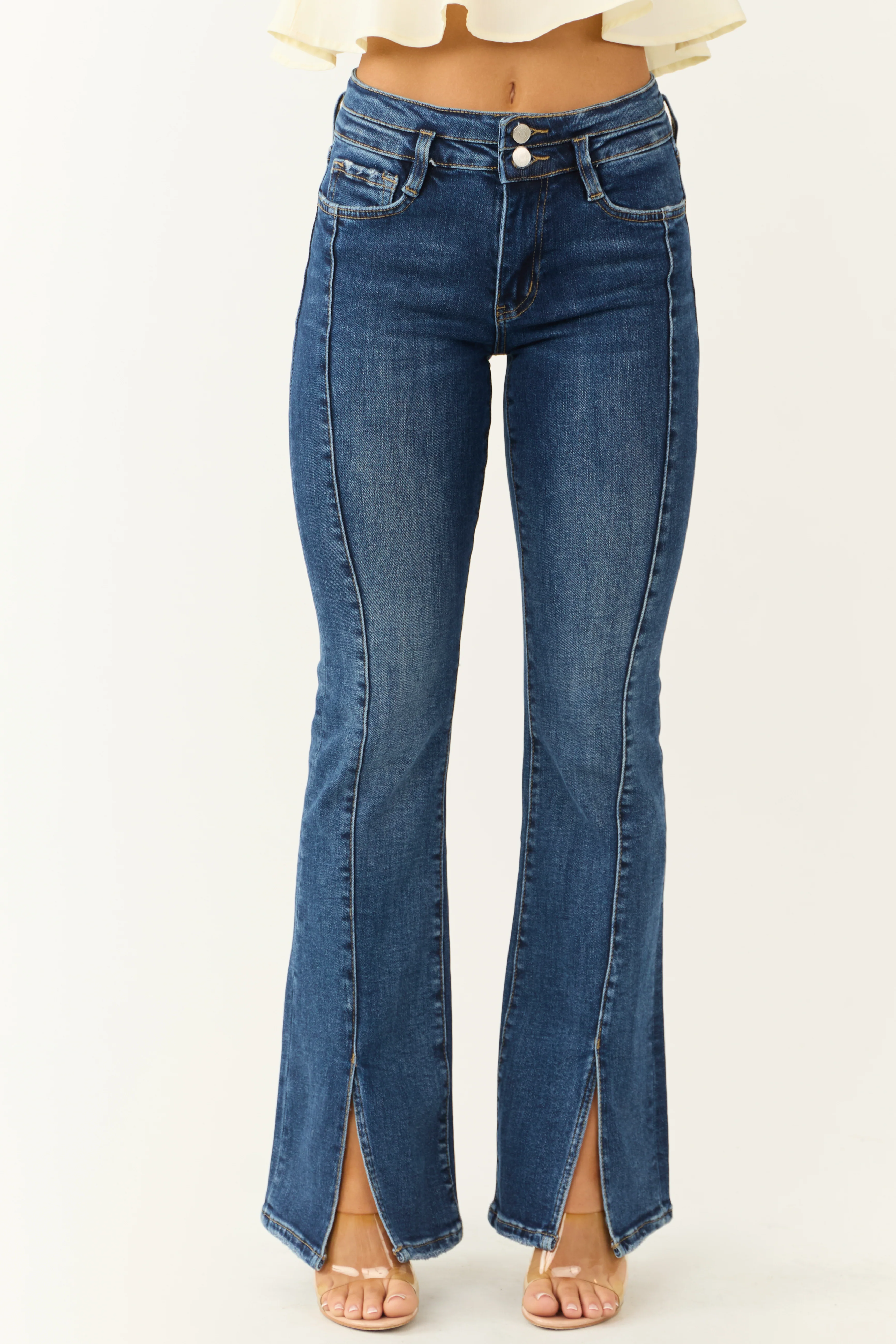 Lovervet High Rise Front Seam Split Jeans - LD SALE
