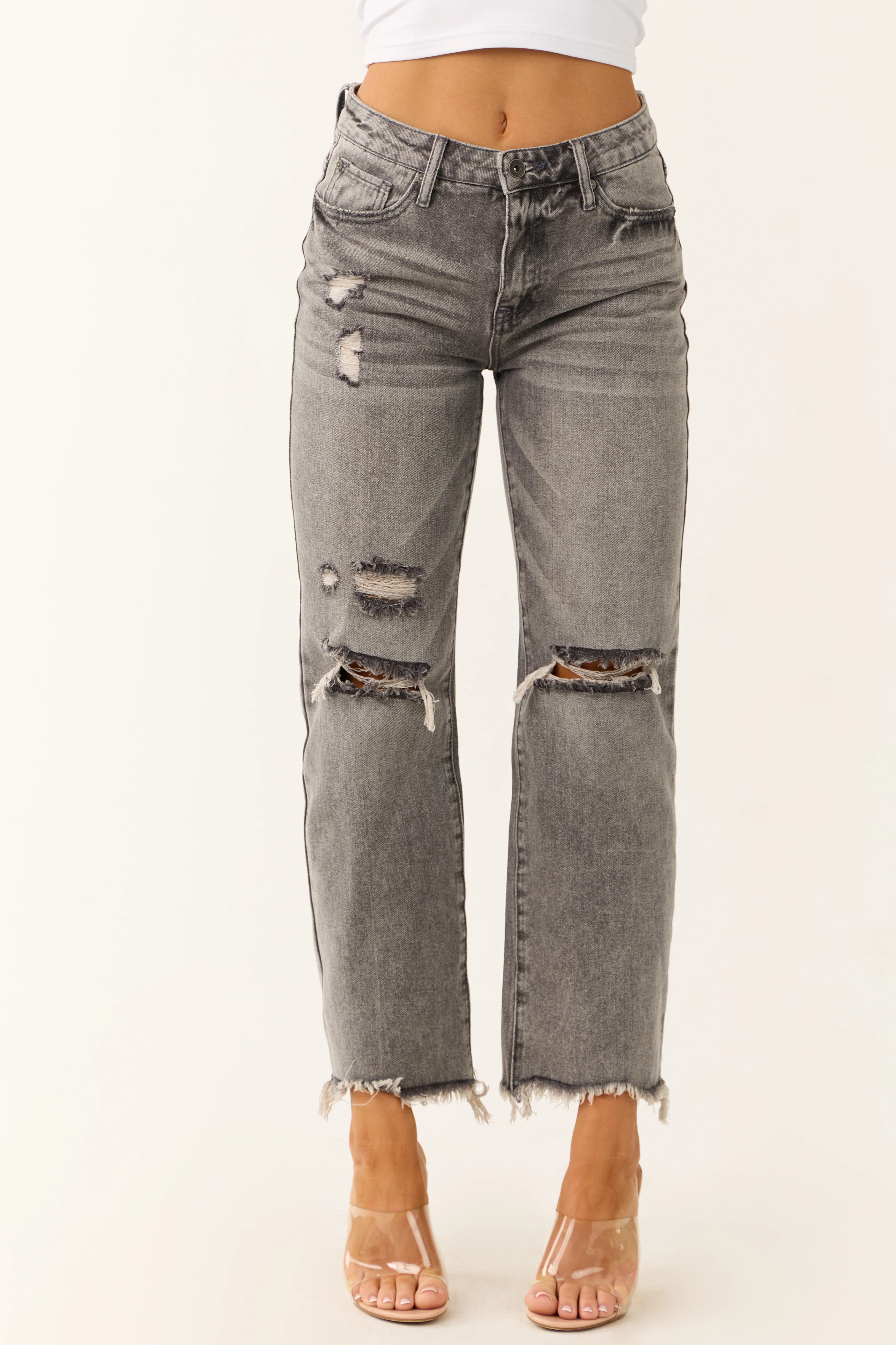 Special A Steel Distressed High Rise Mom Jeans - LD SALE