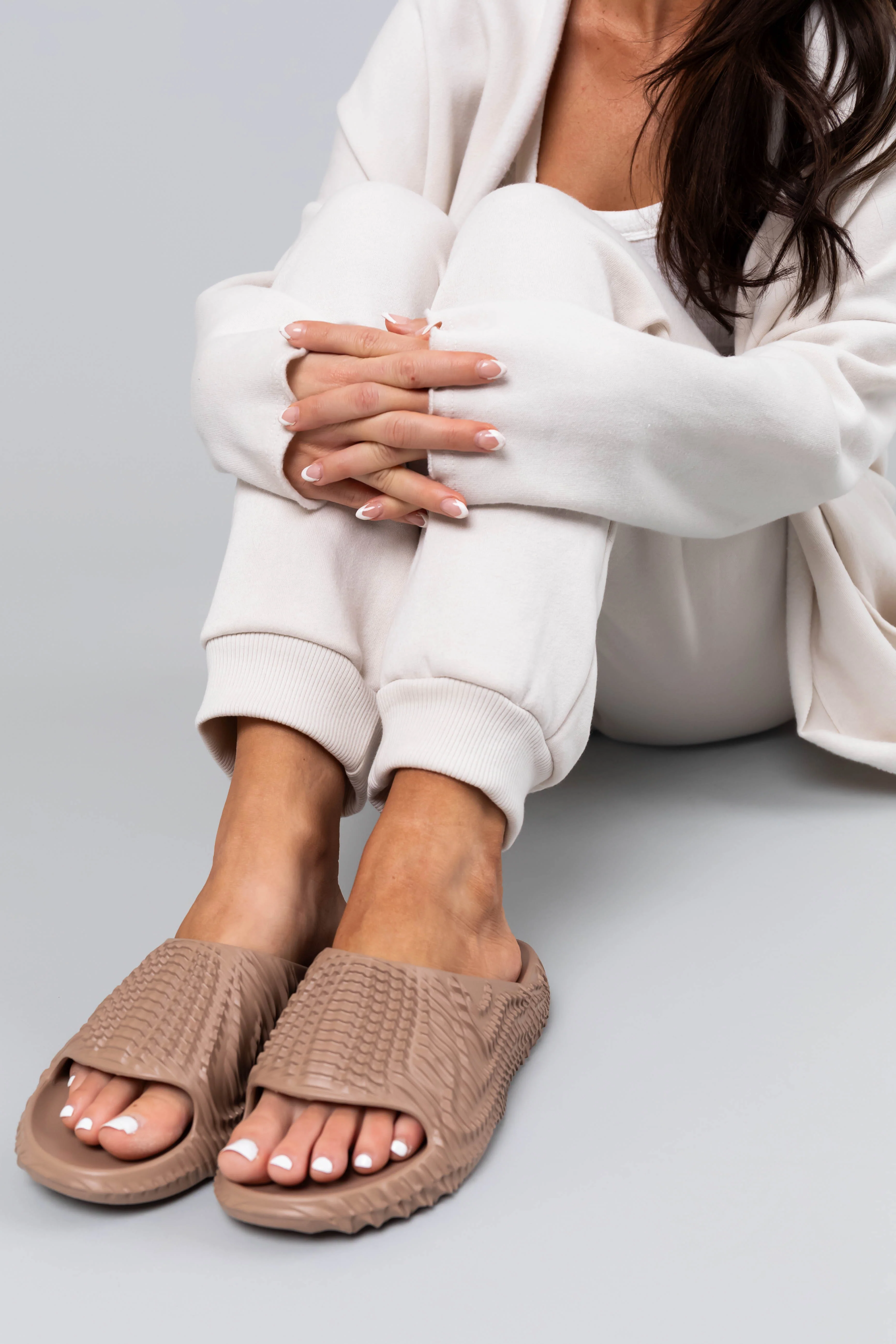Mocha Ripple Texture Foam Slide Sandals - LD SALE