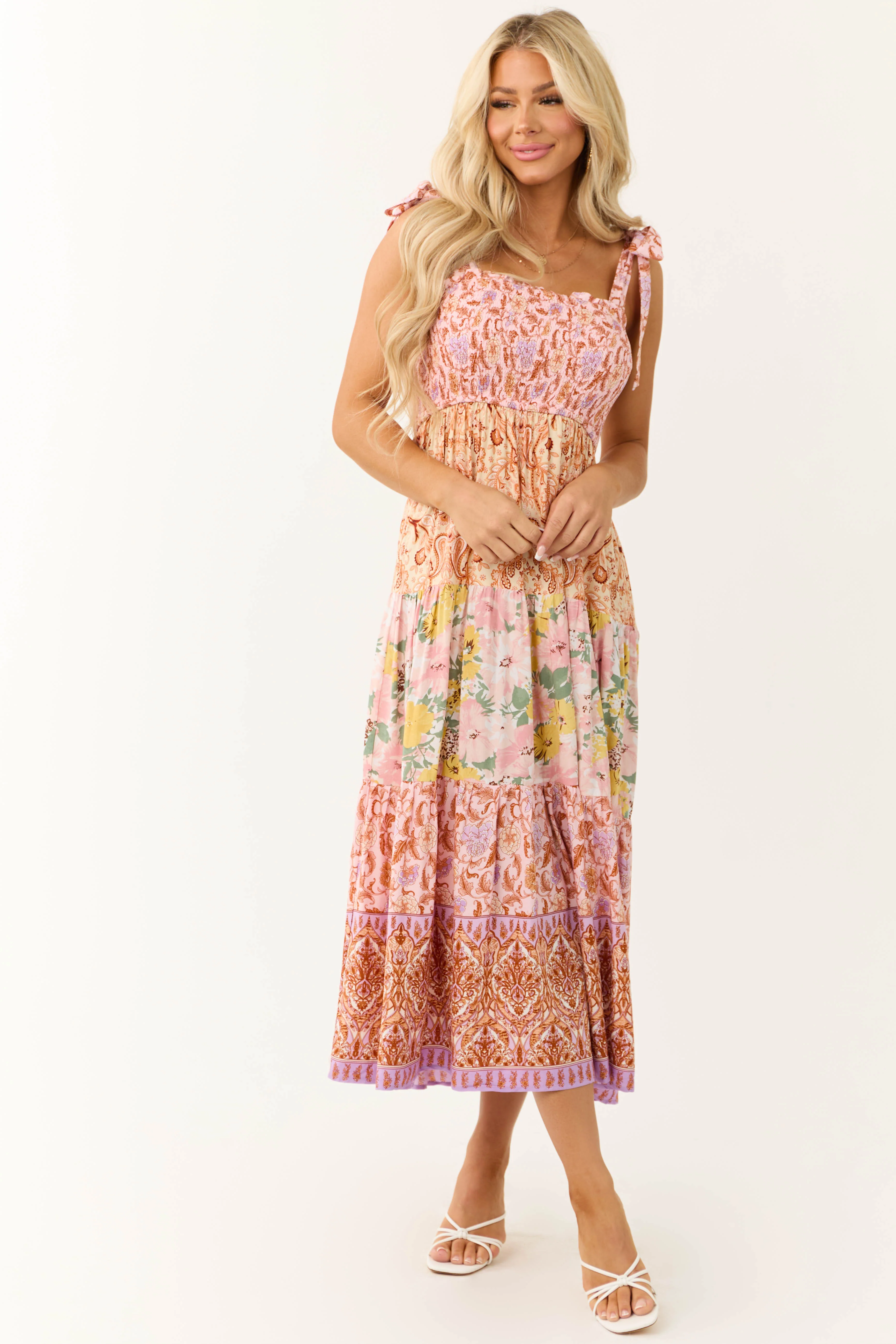Blush Patchwork Floral Print Sleeveless Maxi Dress - LD SALE