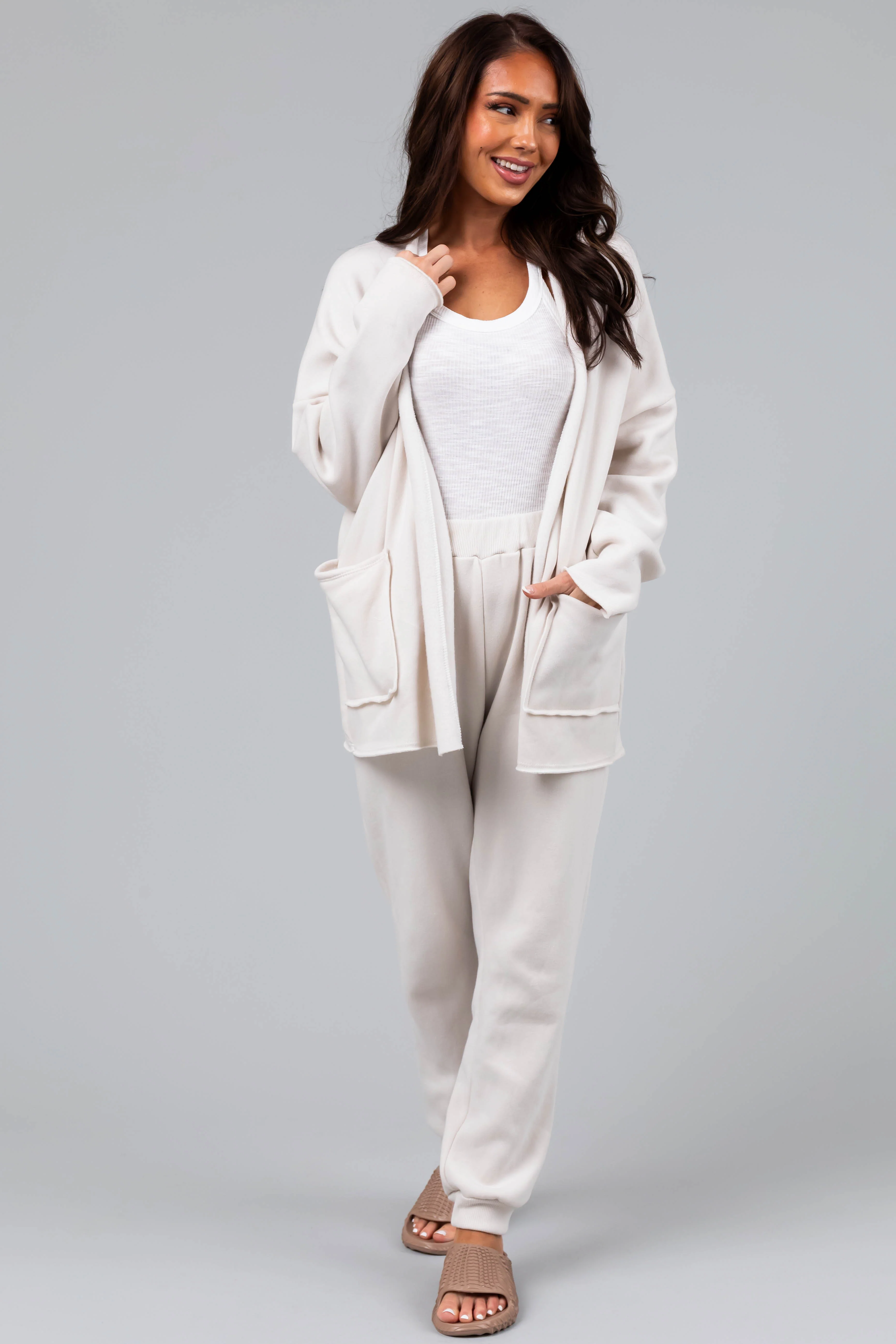 Vanilla Elastic Fleece Joggers - LD SALE