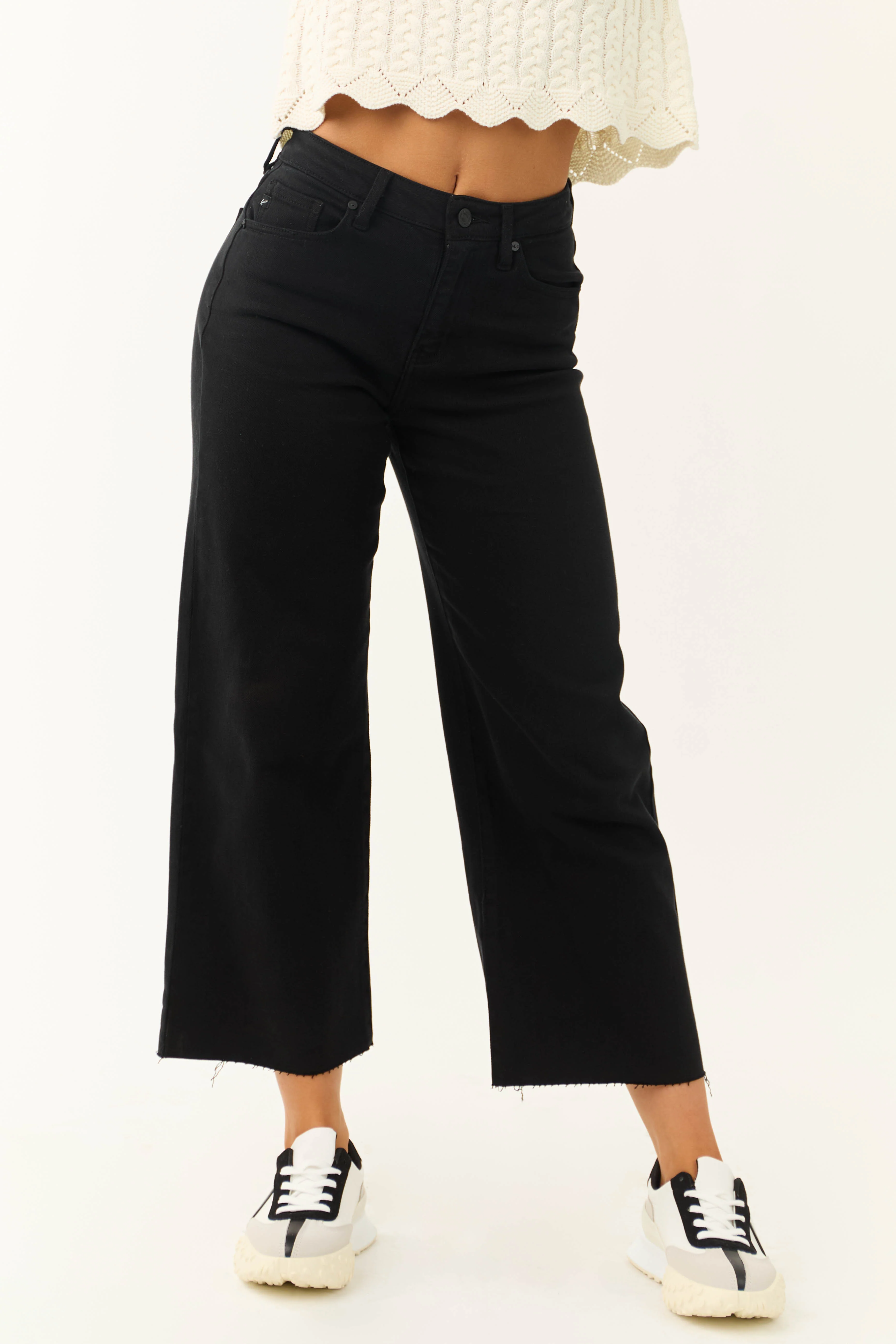 KanCan Black High Rise Wide Leg Cropped Jeans - LD SALE