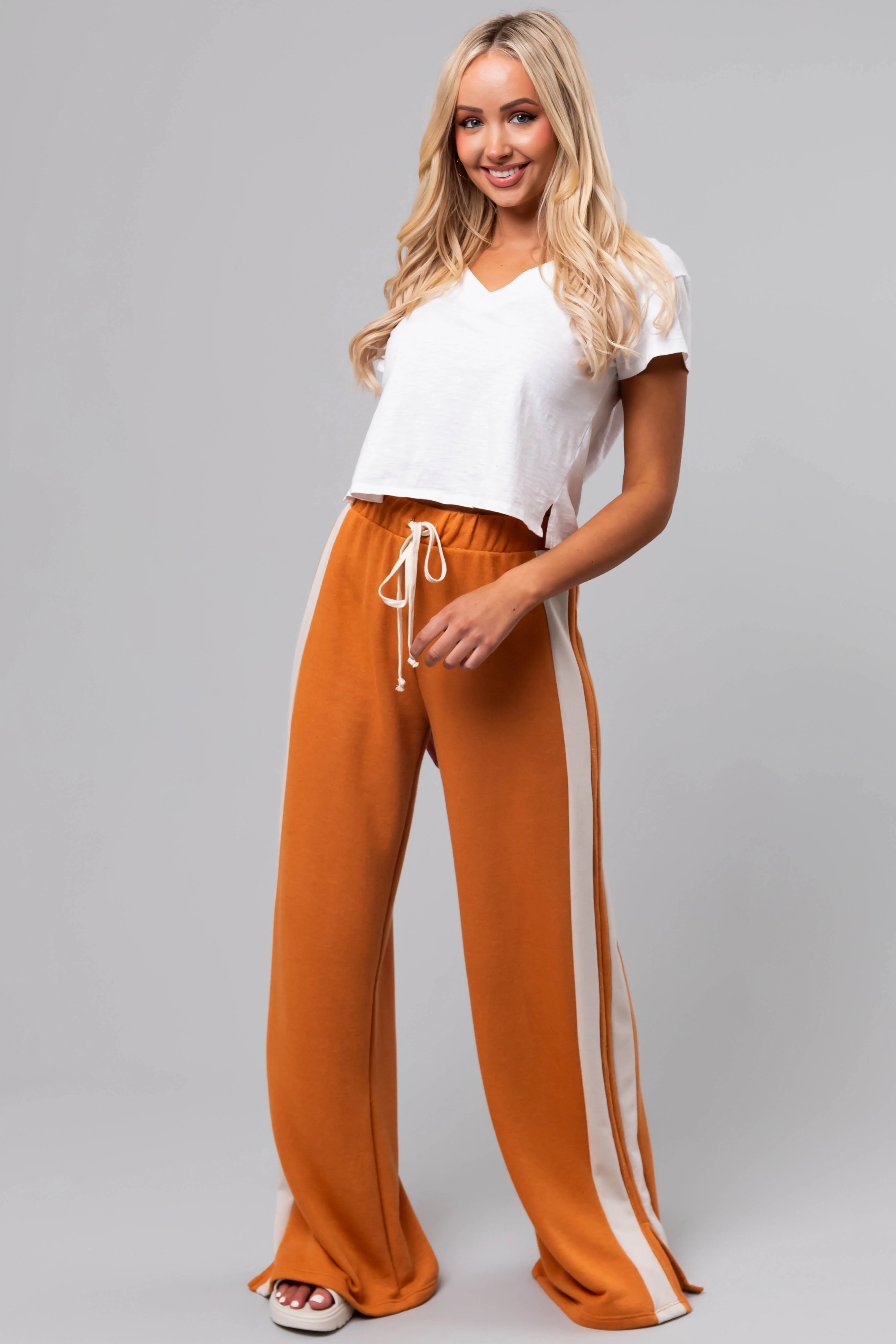 Marmalade Side Stripe Wide Leg Drawstring Pants - LD SALE
