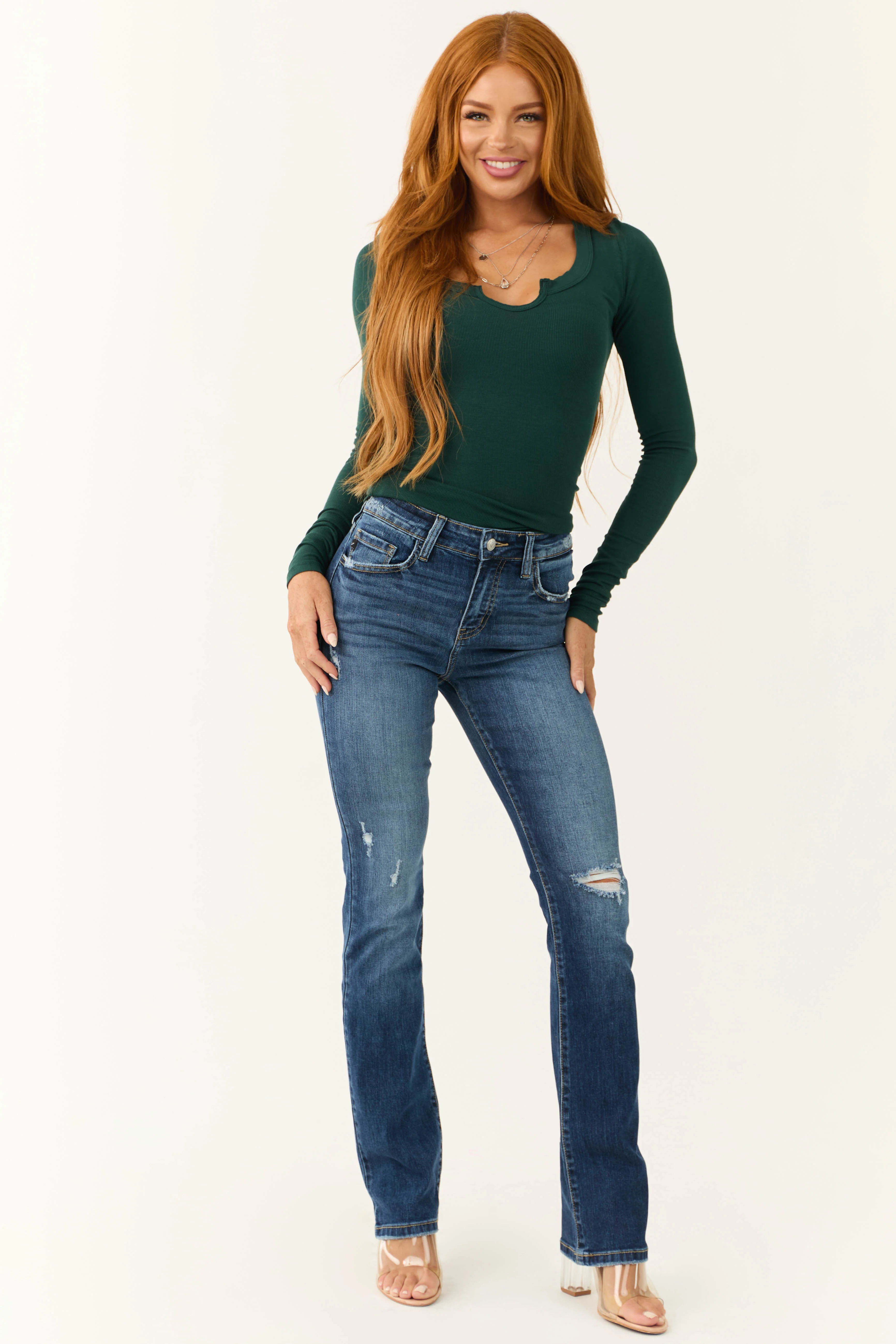 KanCan High Rise Dark Wash Skinny Bootcut Jeans - LD SALE