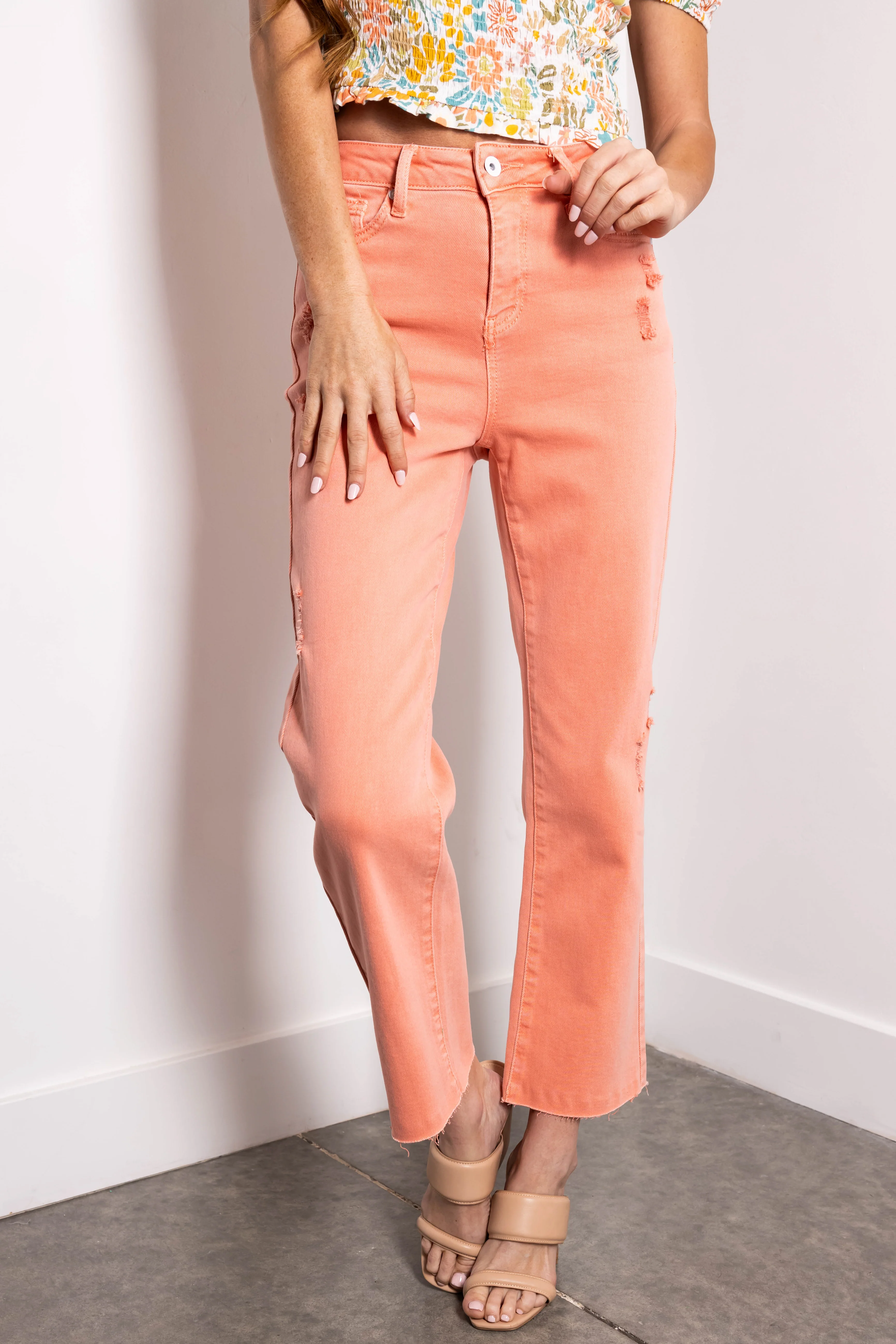 Special A Salmon High Rise Straight Leg Jeans - LD SALE