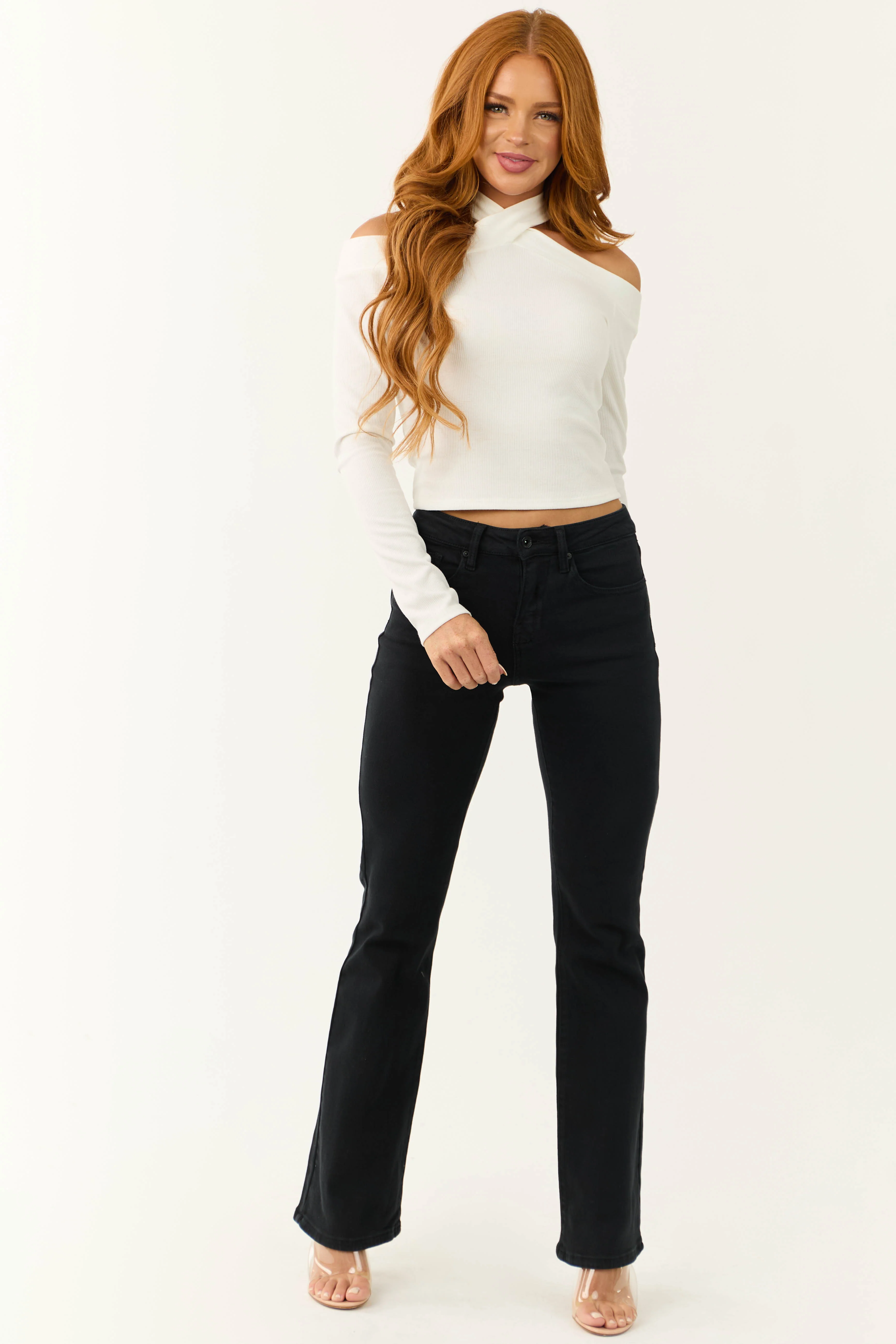 Special A Black Flare Leg High Rise Jeans - LD SALE