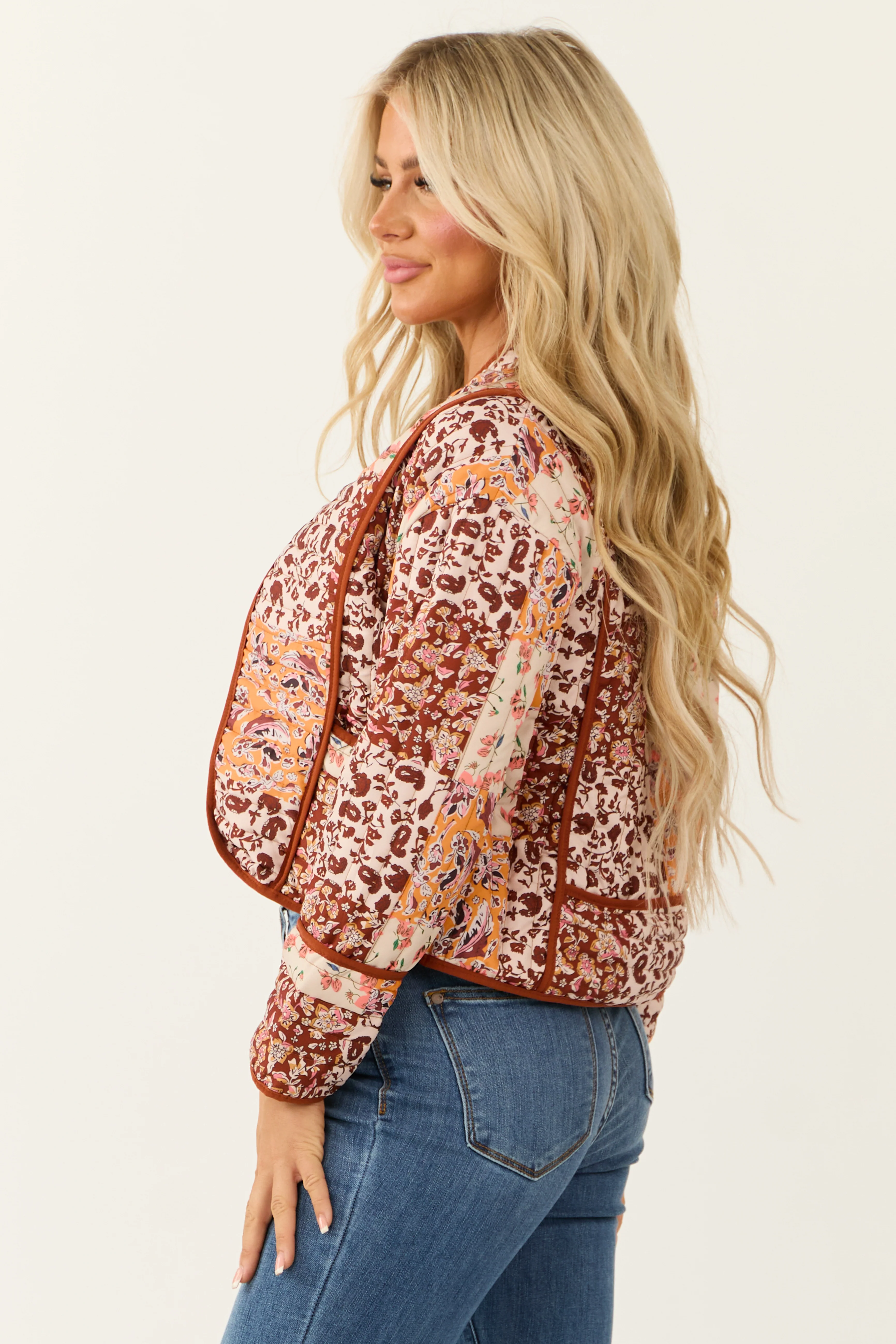Cinnamon Floral Multiprint Quilted Jacket - LD SALE