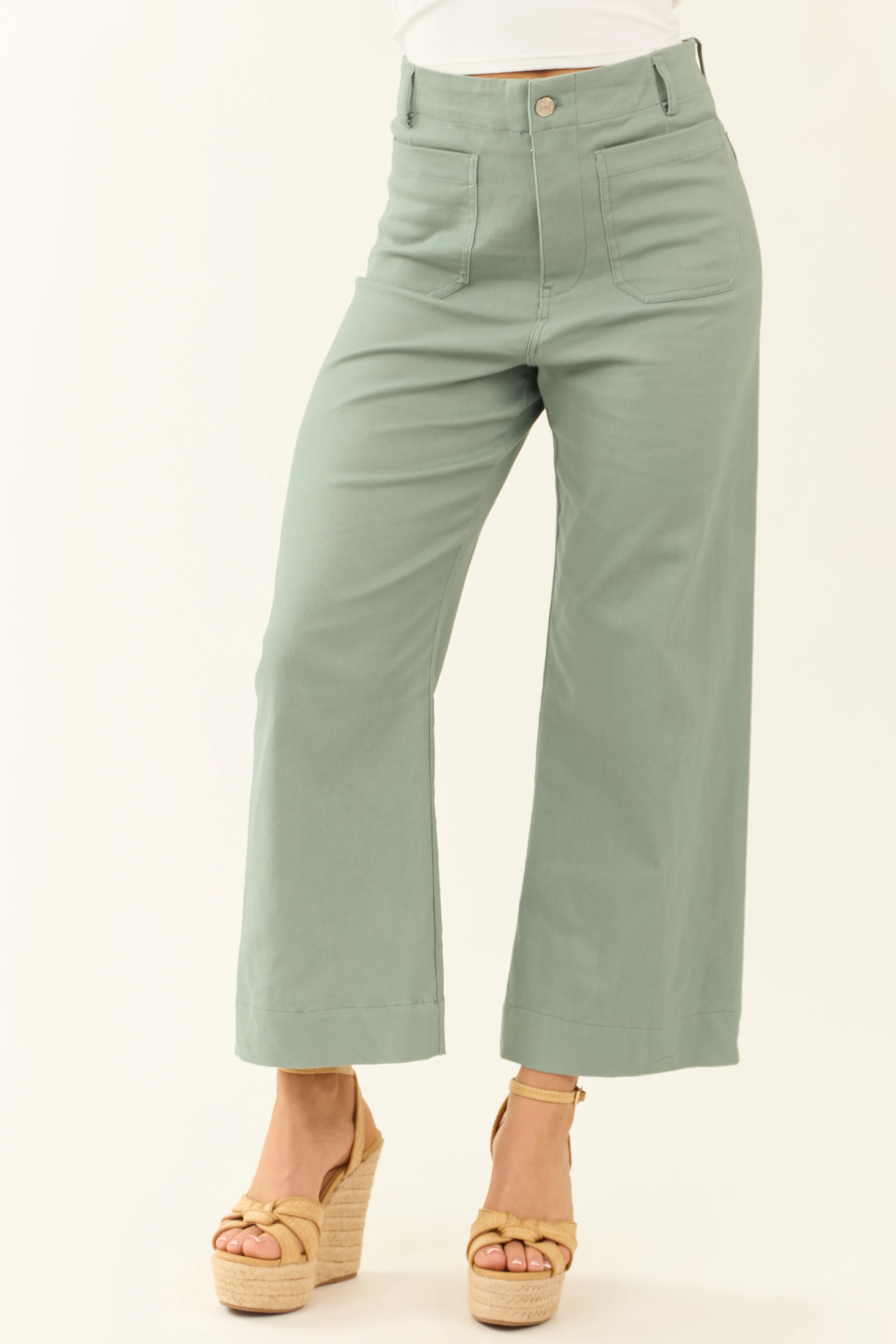 Sage Soft Washed Wide Leg Denim Jeans - LD SALE