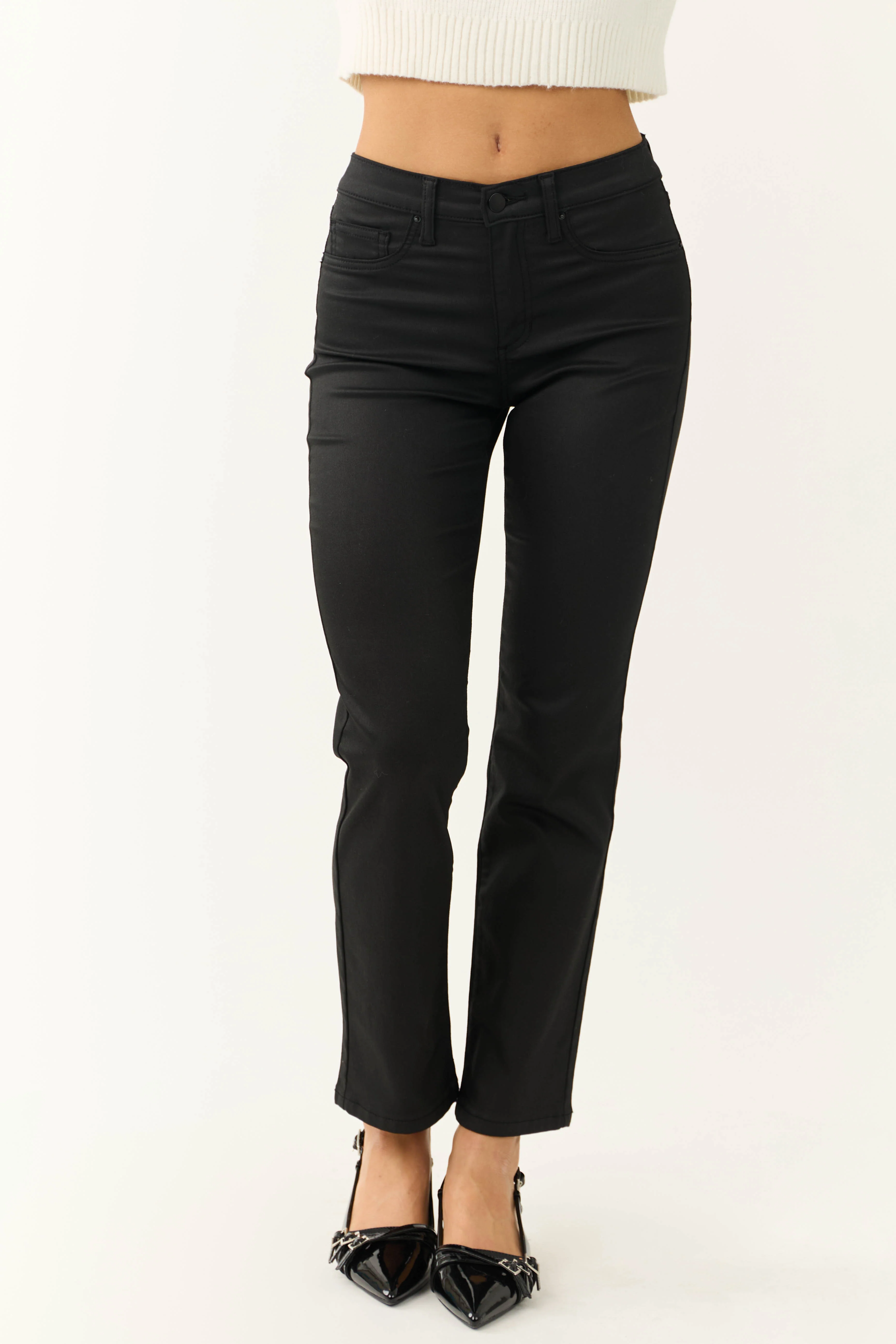 Sneak Peek Black Medium Rise Straight Leg Jeans - LD SALE