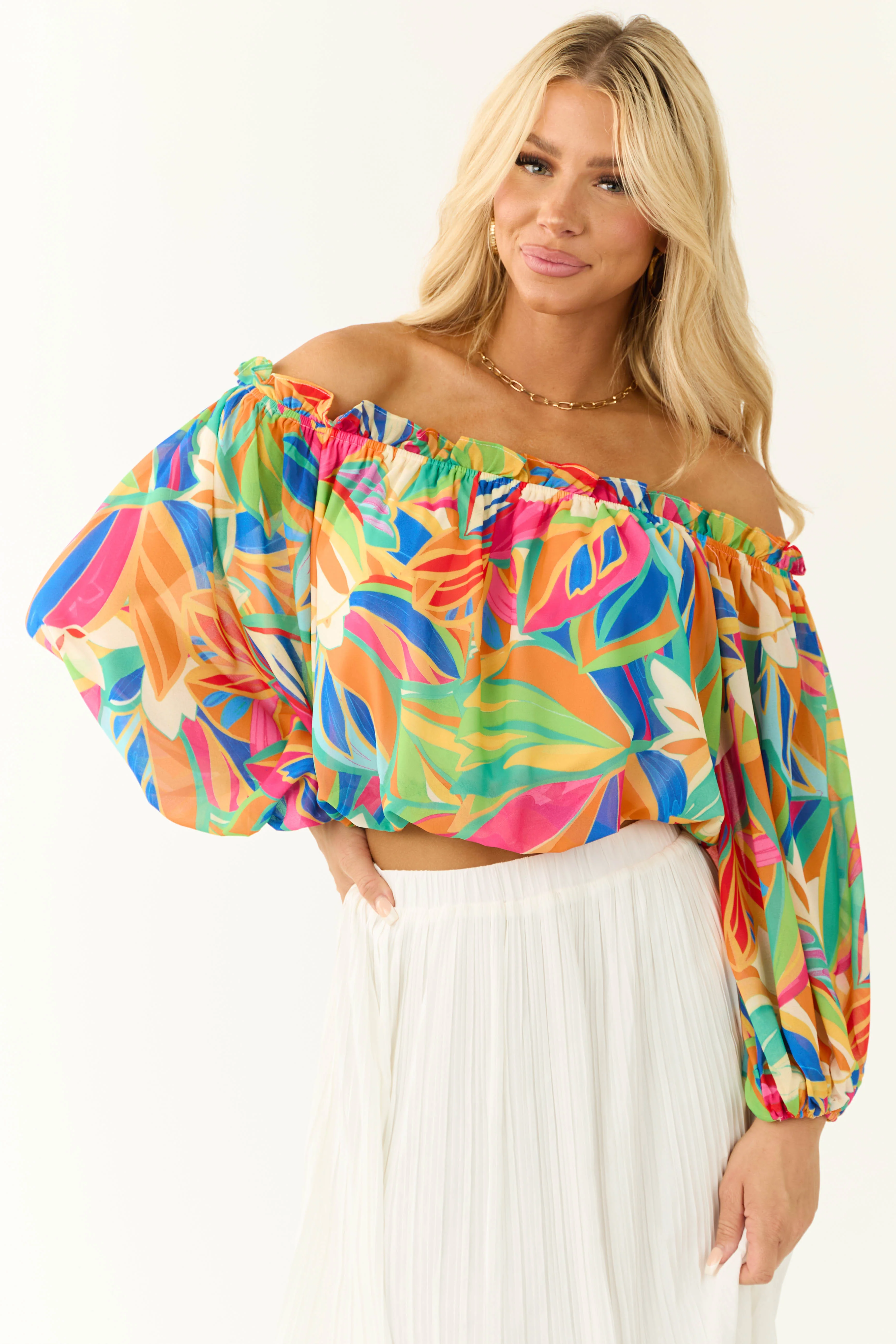 Flying Tomato Tangerine Abstract Print Top - LD SALE
