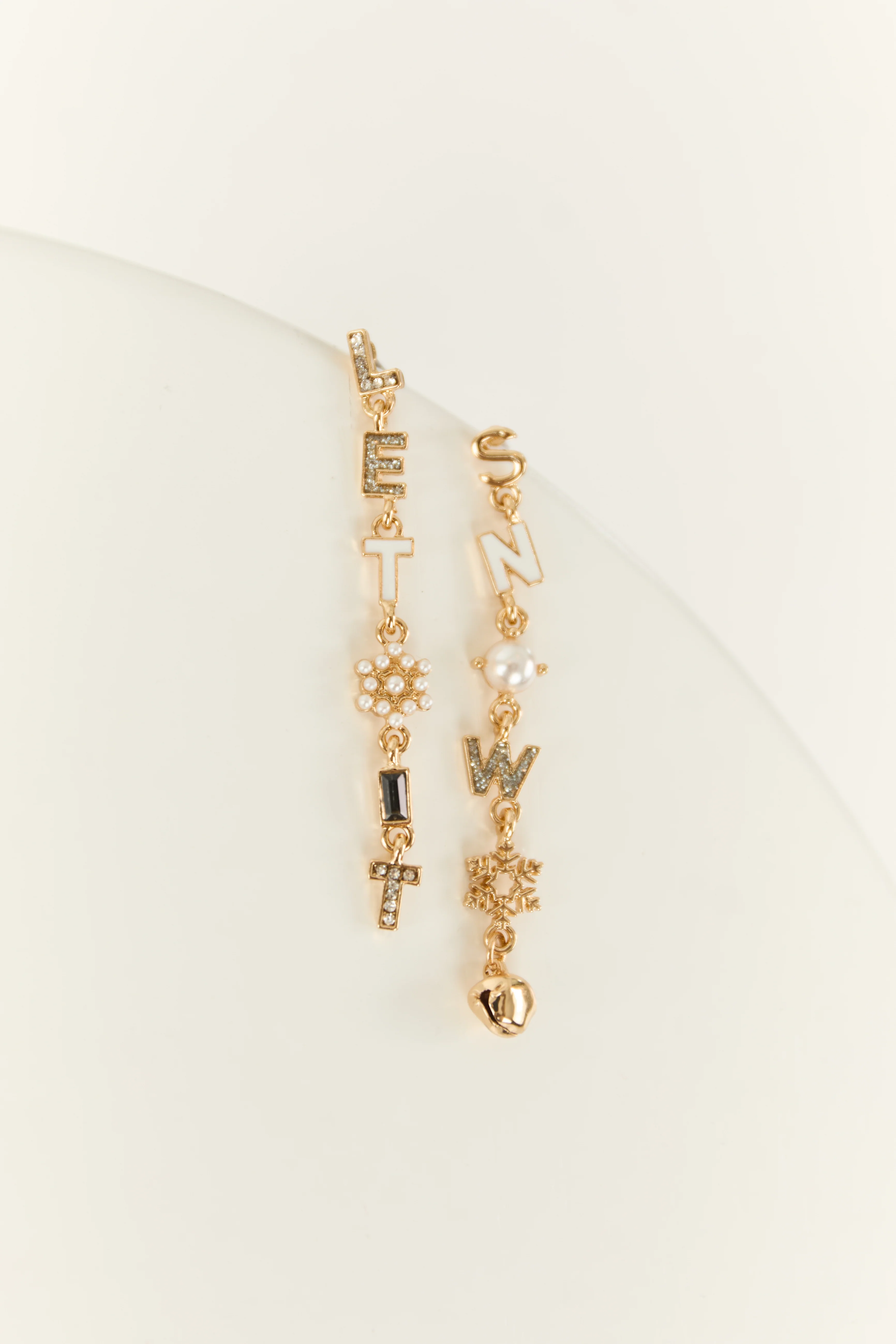 Gold Let It Snow Jingle Bell Drop Earrings - LD SALE