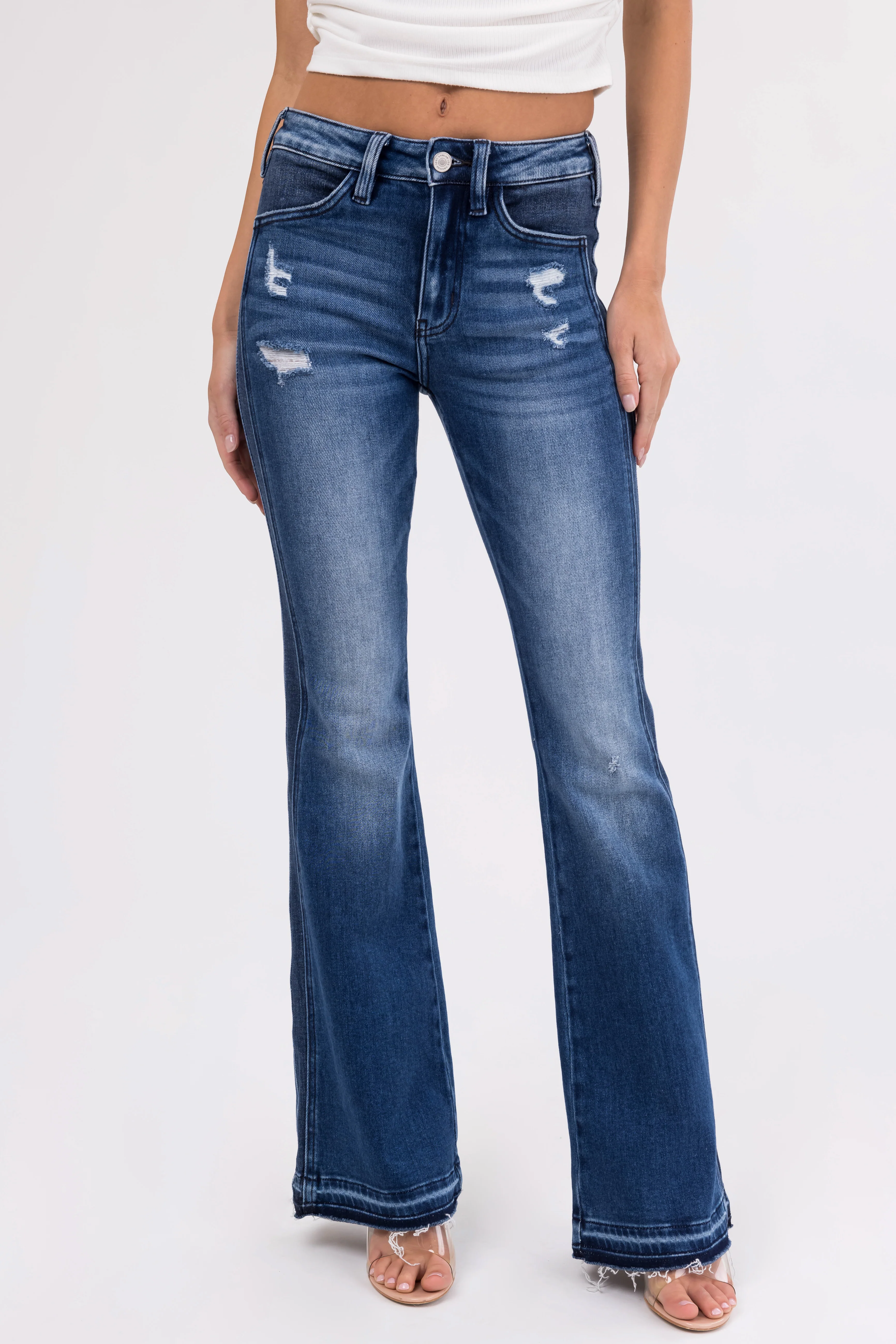 KanCan Dark Washed Double Seam Flare Jeans - LD SALE