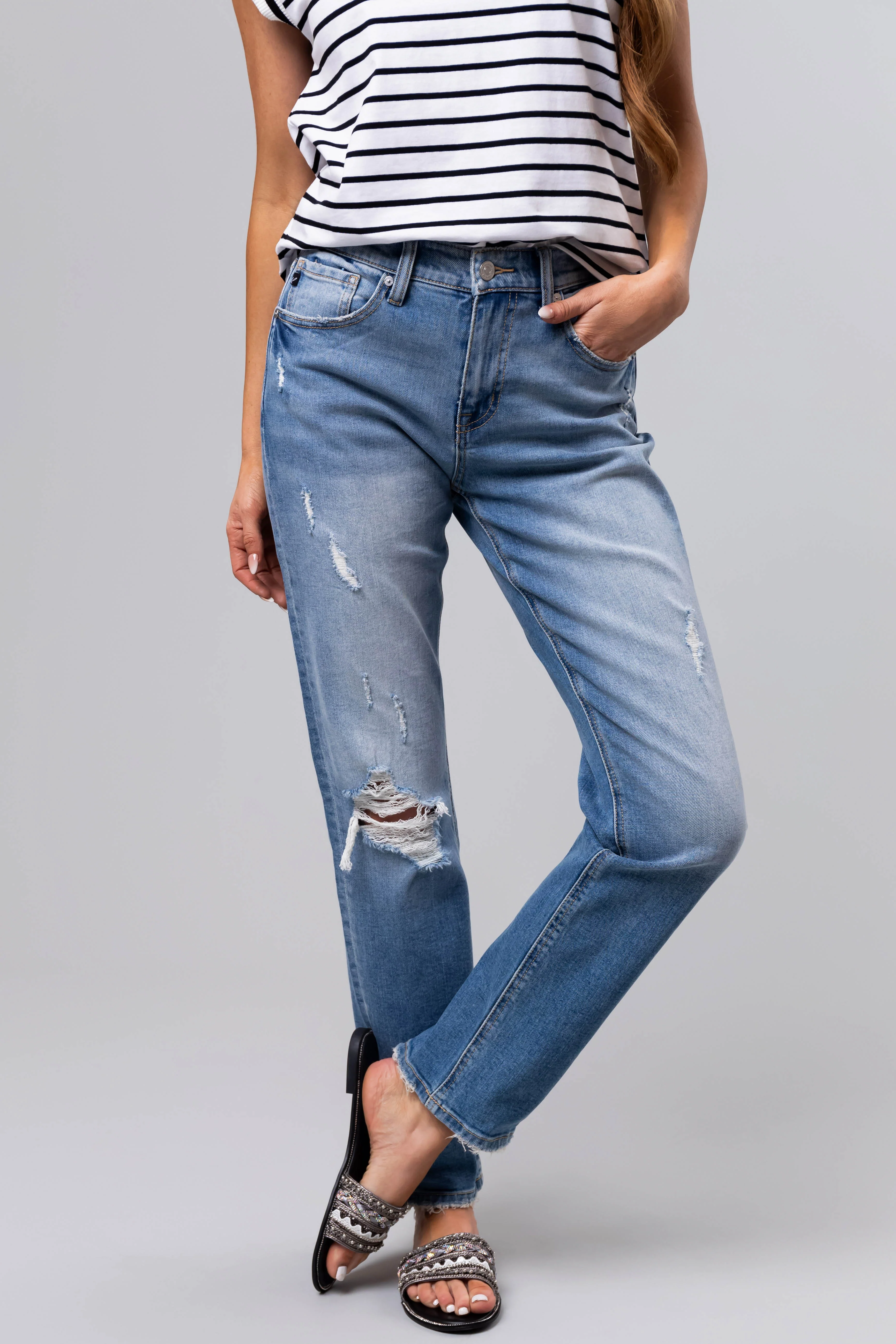 KanCan Medium Wash Straight Leg High Rise Jeans - LD SALE