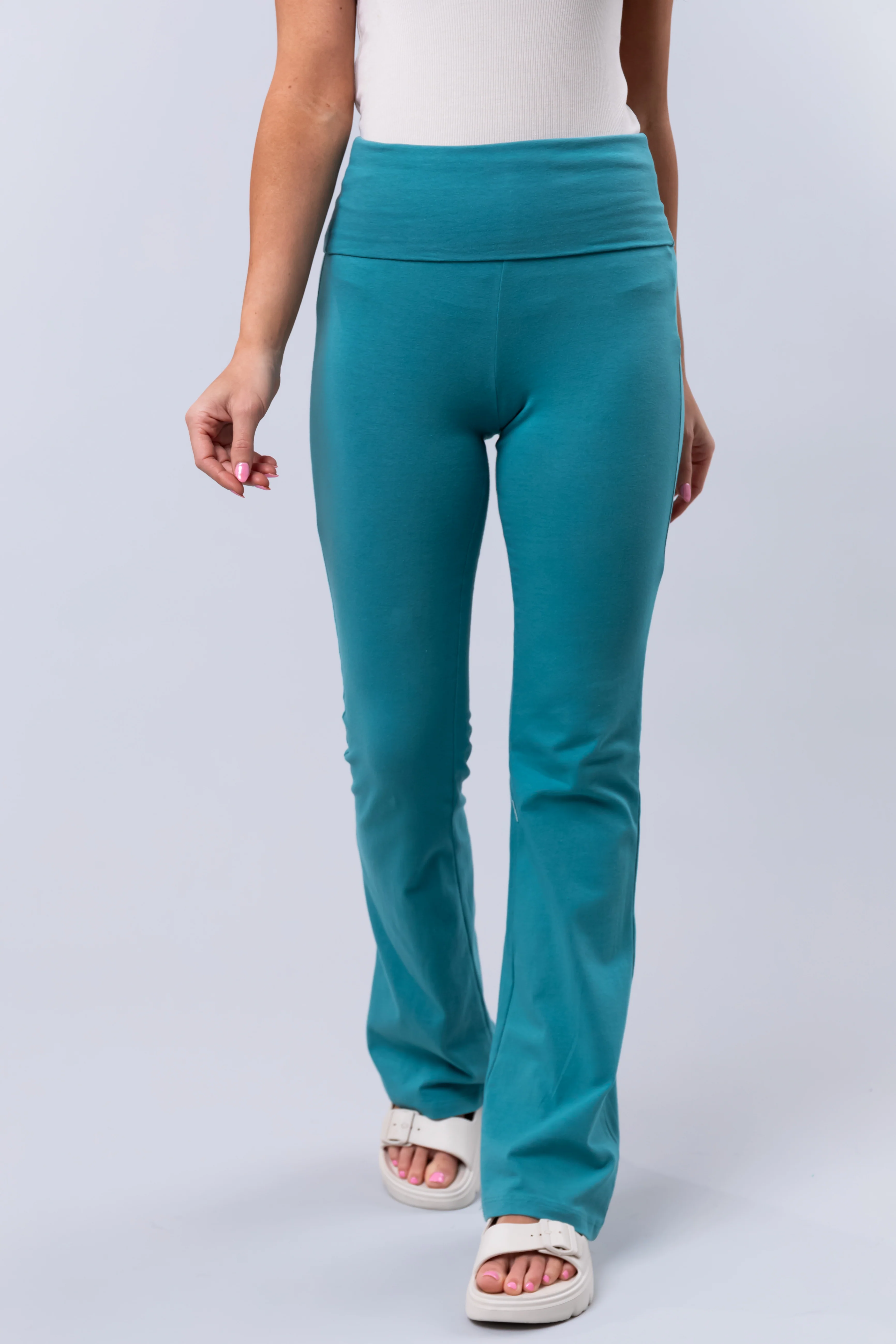 Teal Soft High Waist Flare Leg Yoga Pants - LD SALE