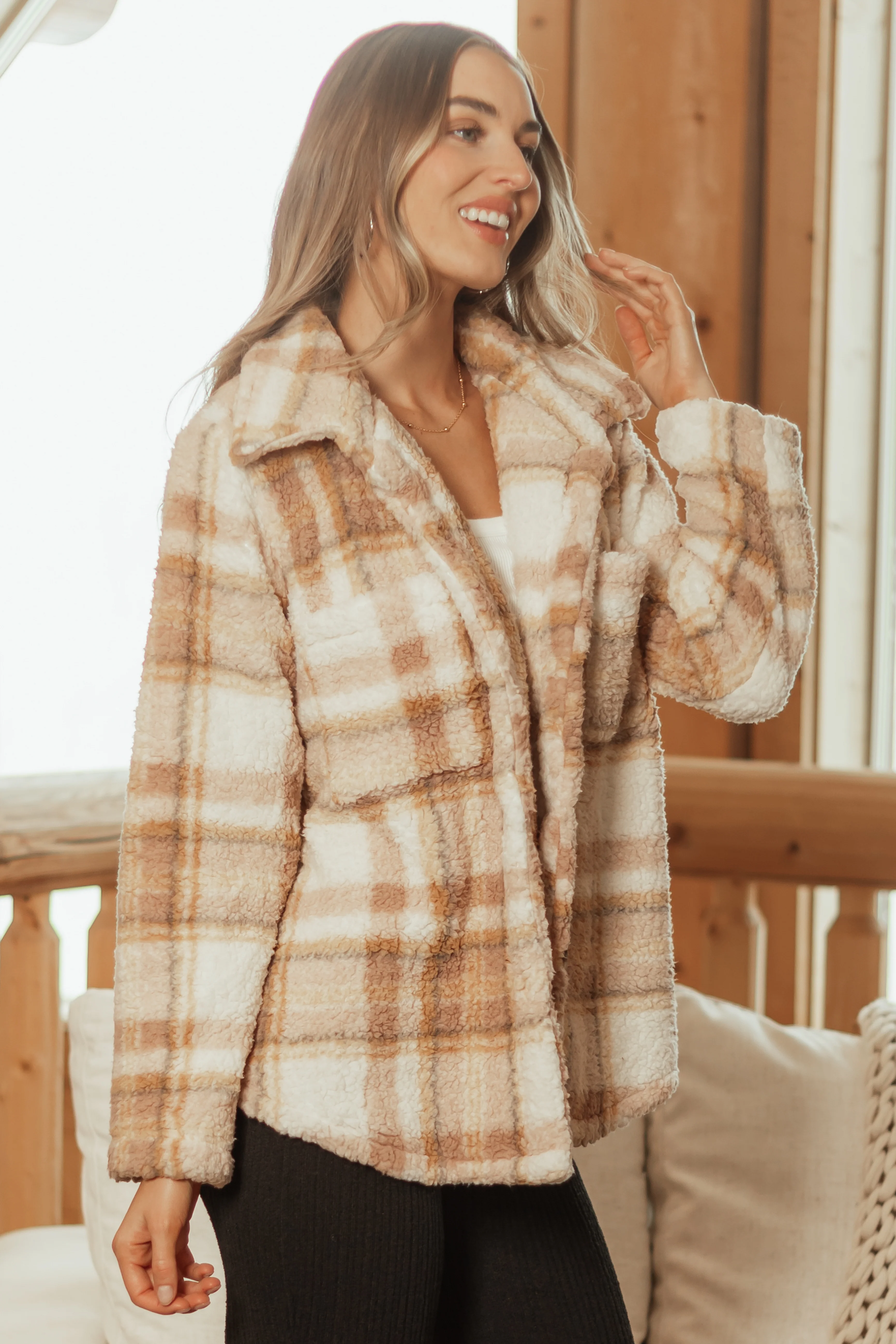 Mustard Sherpa Flannel Cozy Button Down Shacket - LD SALE