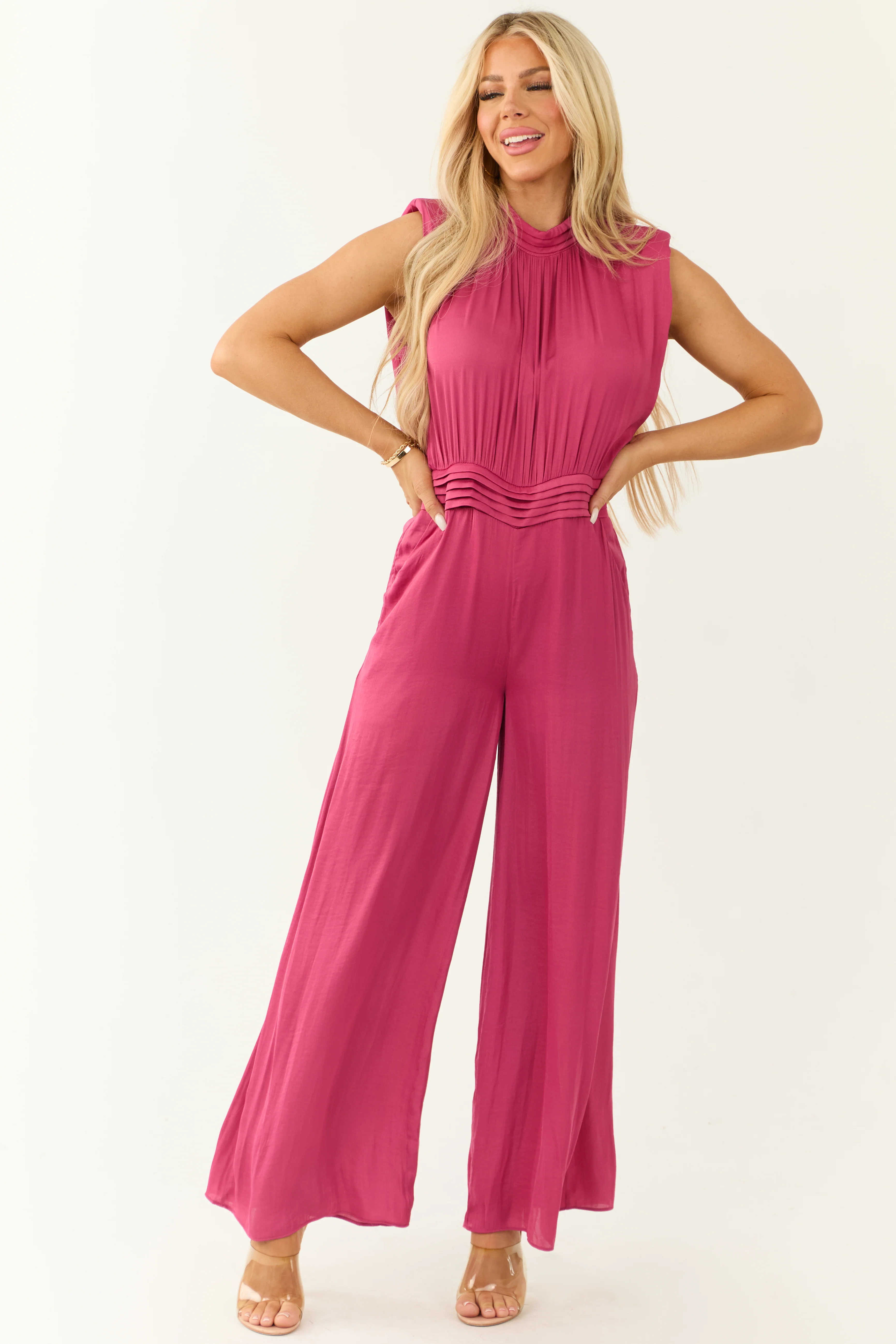 Mulberry Sleeveless Wide Leg Silky Jumpsuit - LD SALE