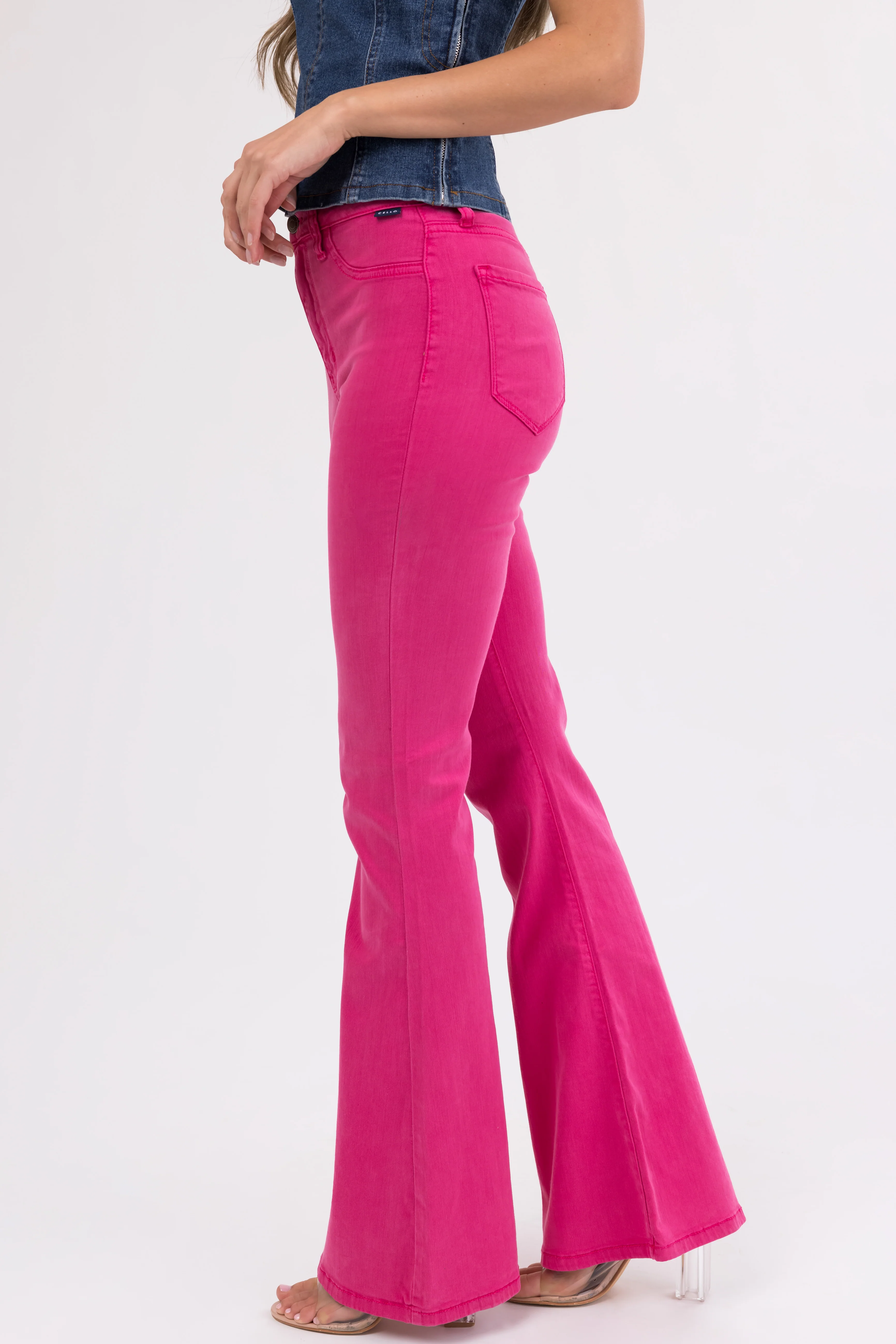 Cello Magenta High Rise Flare Leg Jeans - LD SALE