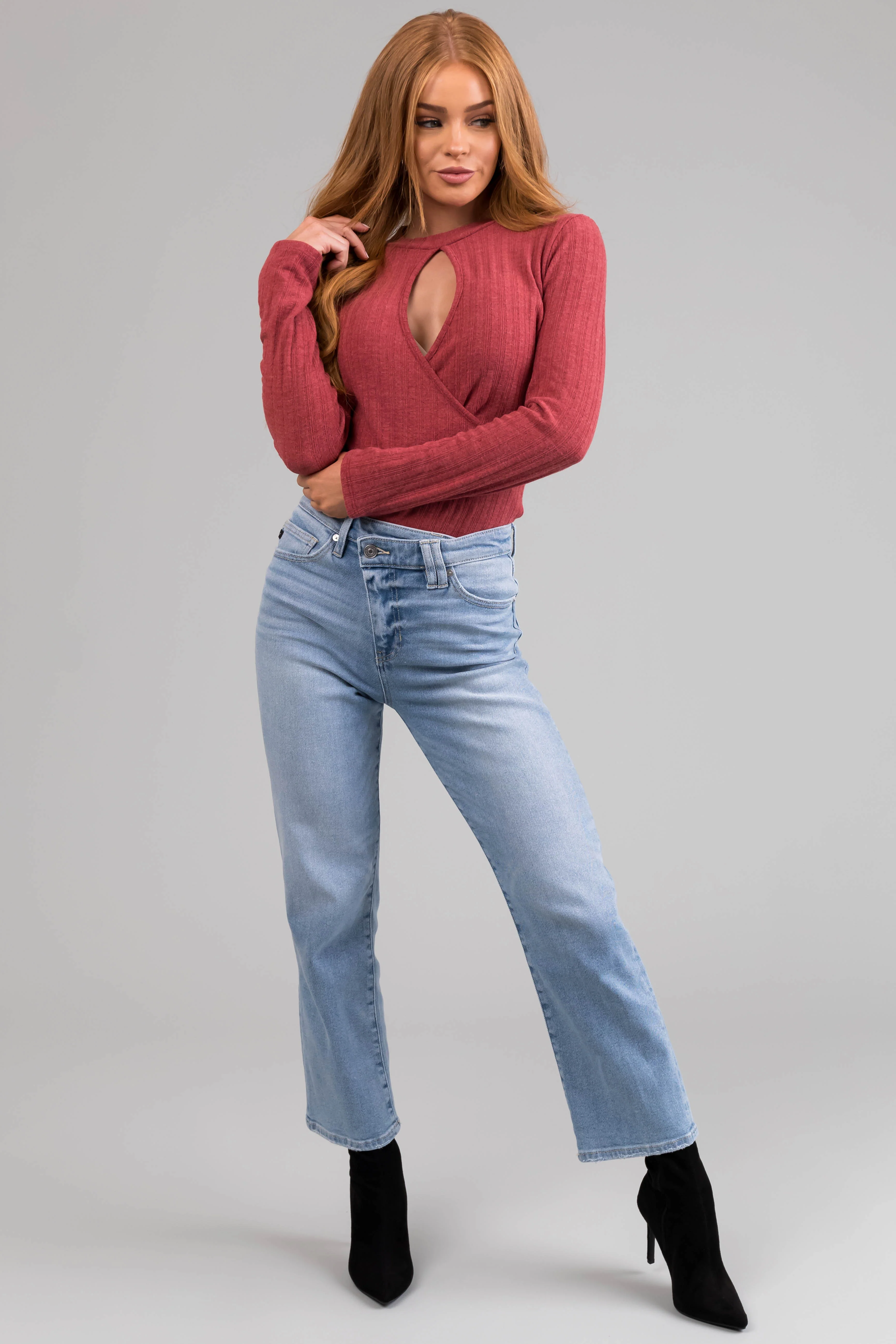 KanCan High Rise 90's Criss Cross Straight Jeans - LD SALE