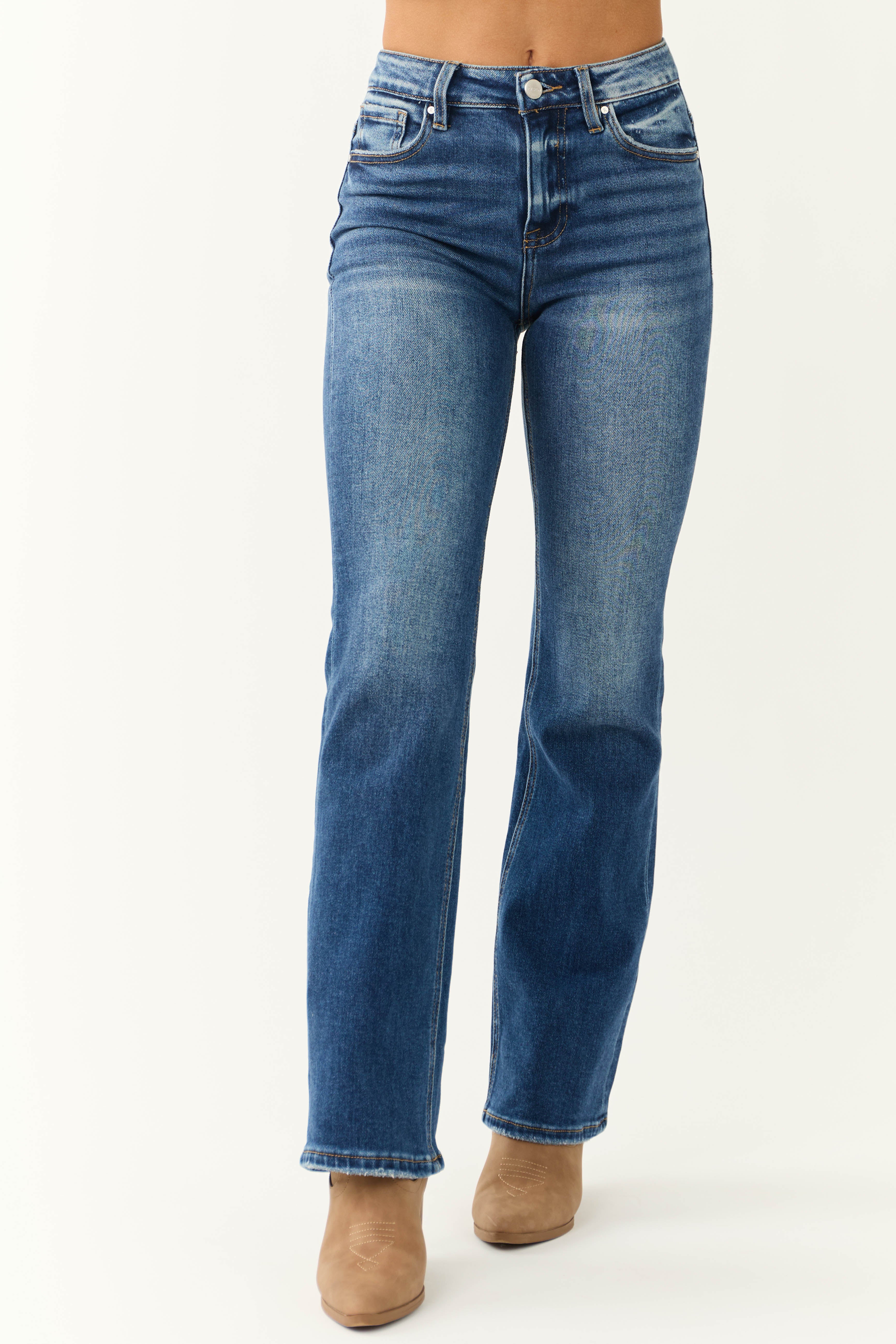 Risen Dark Wash Ankle Relaxed Bootcut Jeans - LD SALE