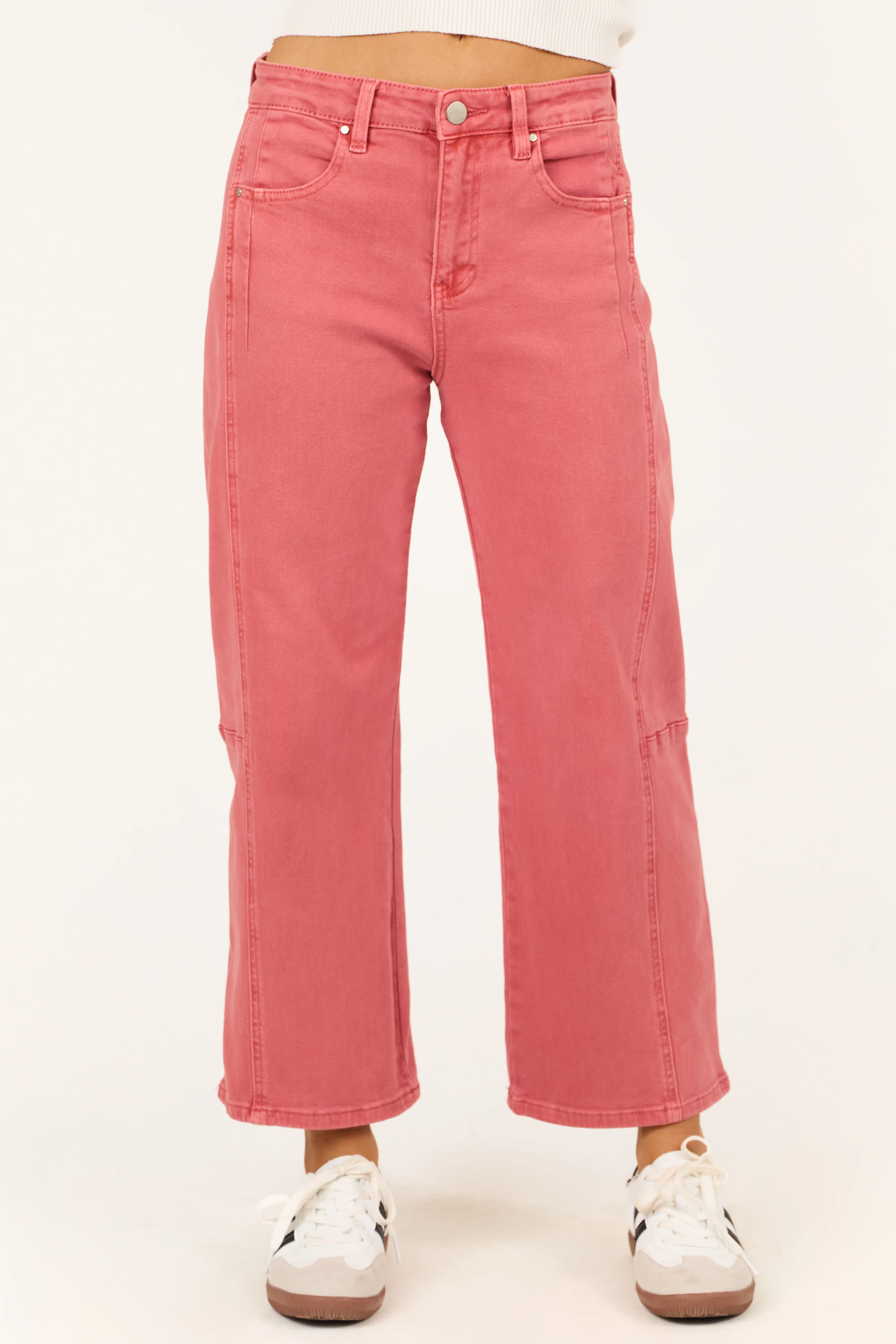 Risen Watermelon Wide Leg High Rise Cropped Jeans - LD SALE