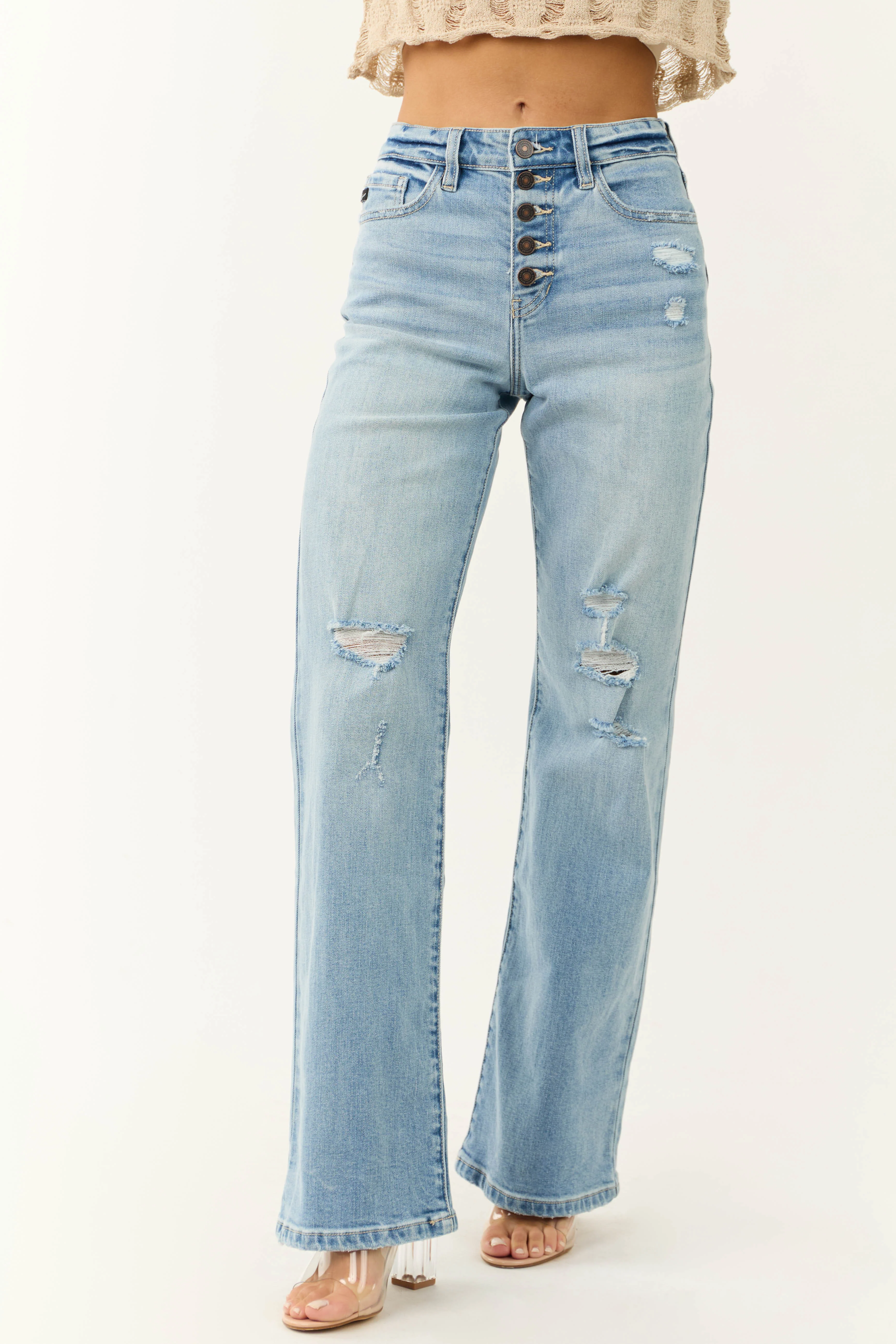 KanCan Light Wash High Rise 90's Flare Jeans - LD SALE