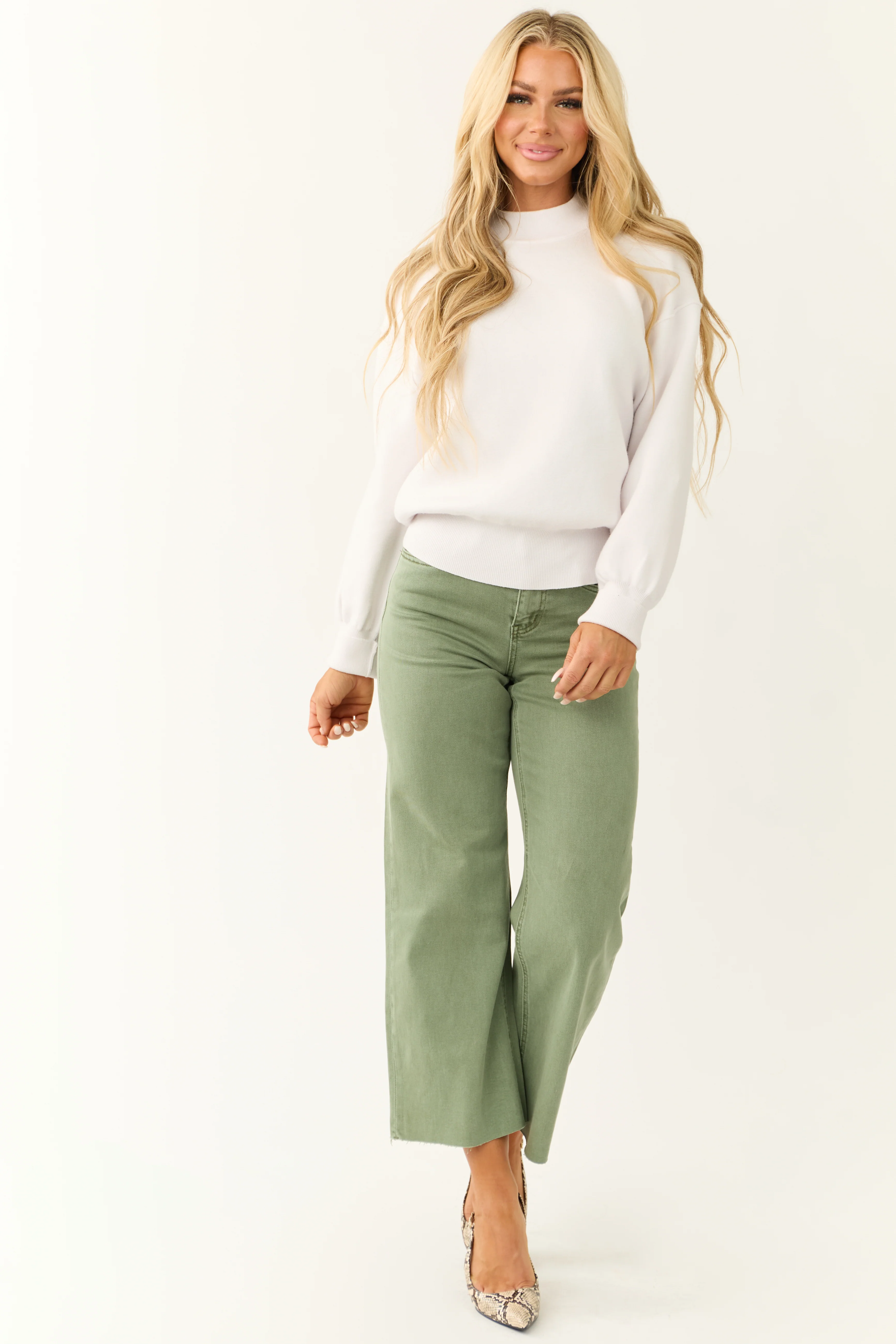 Cloud Grey Mock Neck Exposed Seam Sweater - LD SALE