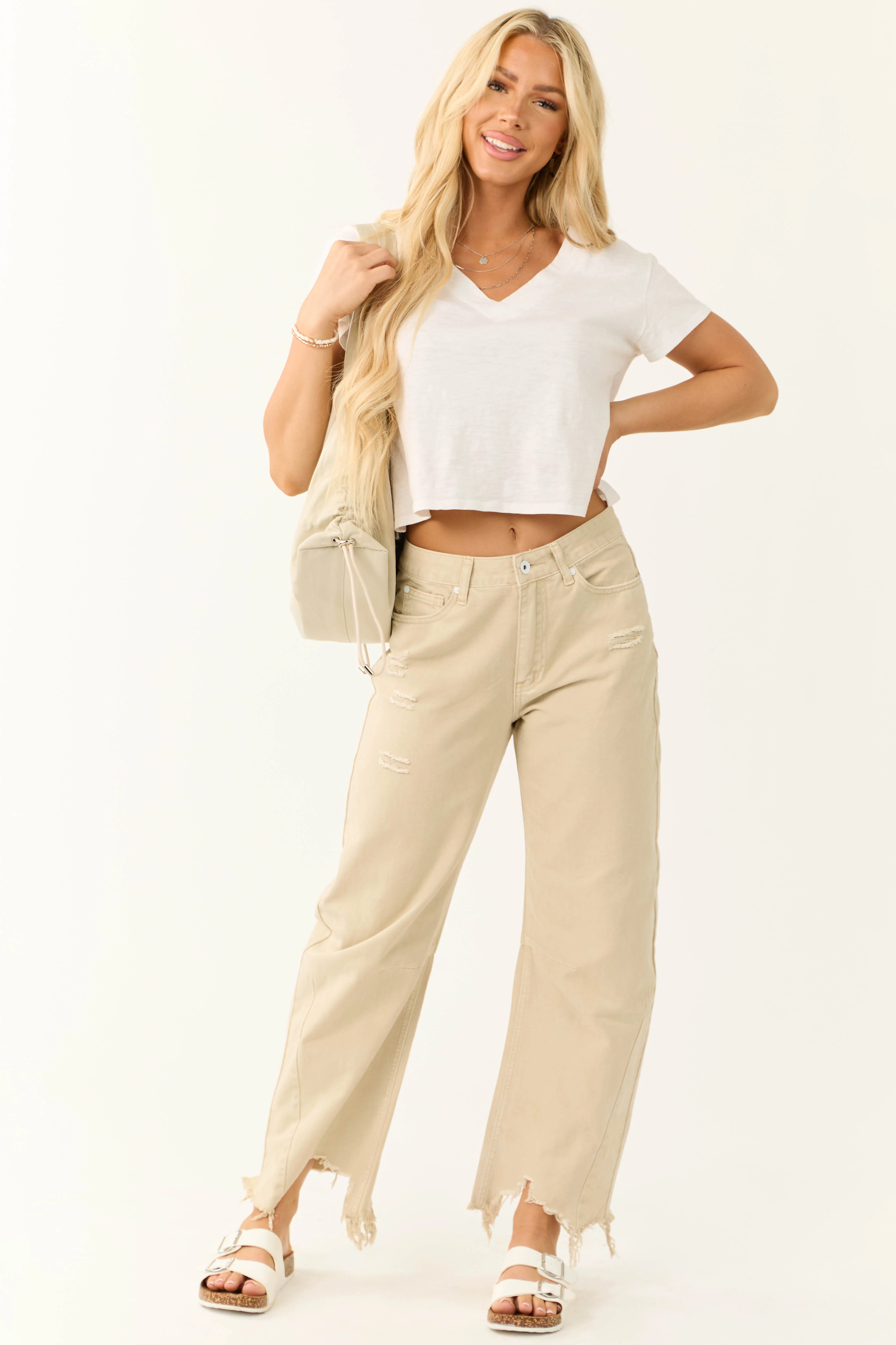 Special A Beige High Rise Barrel Jeans - LD SALE