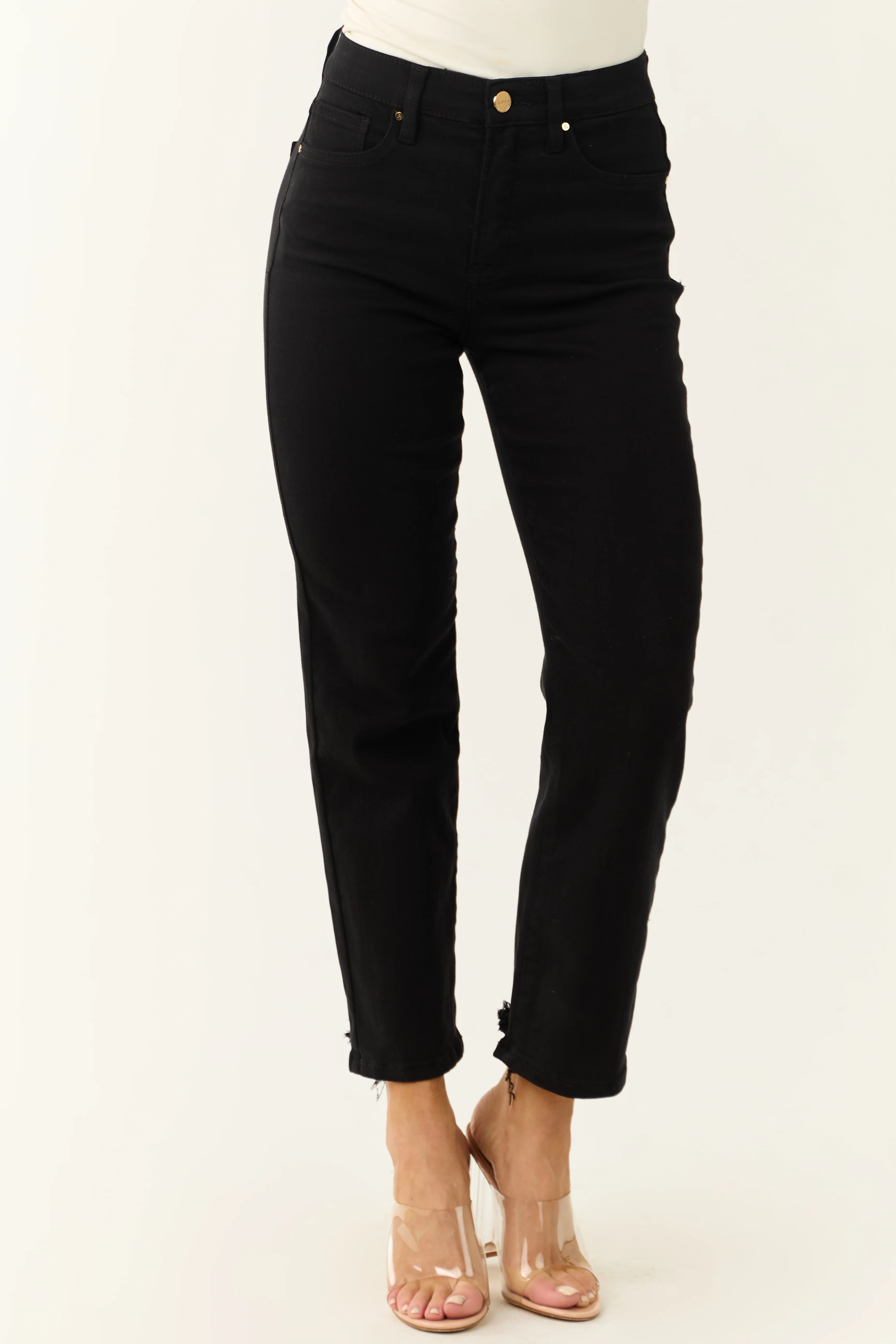 Risen Black Tummy Control Straight Leg Jeans - LD SALE