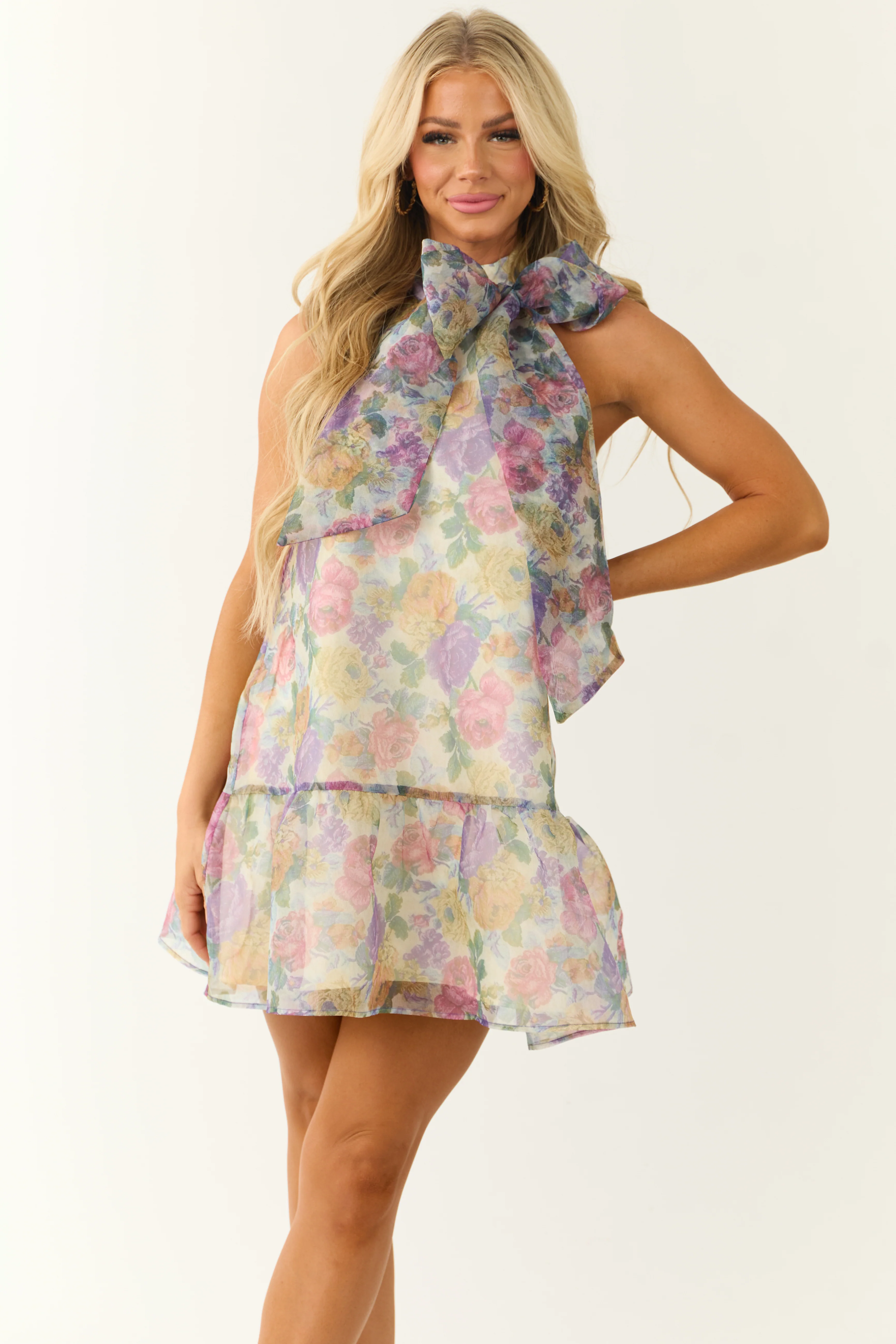 Buttercream Sleeveless Floral Print Mini Dress - LD SALE