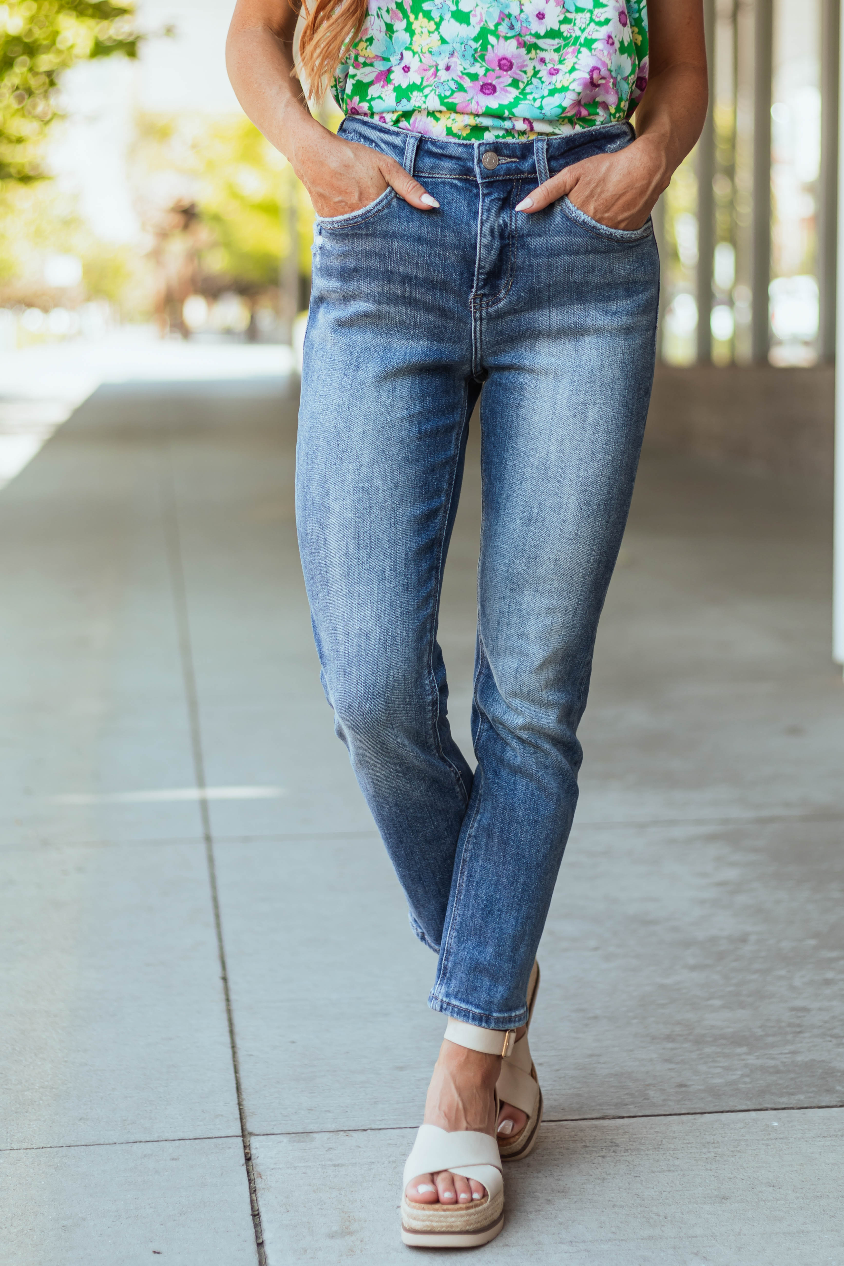 KanCan Medium Wash High Rise Slim Straight Jeans - LD SALE