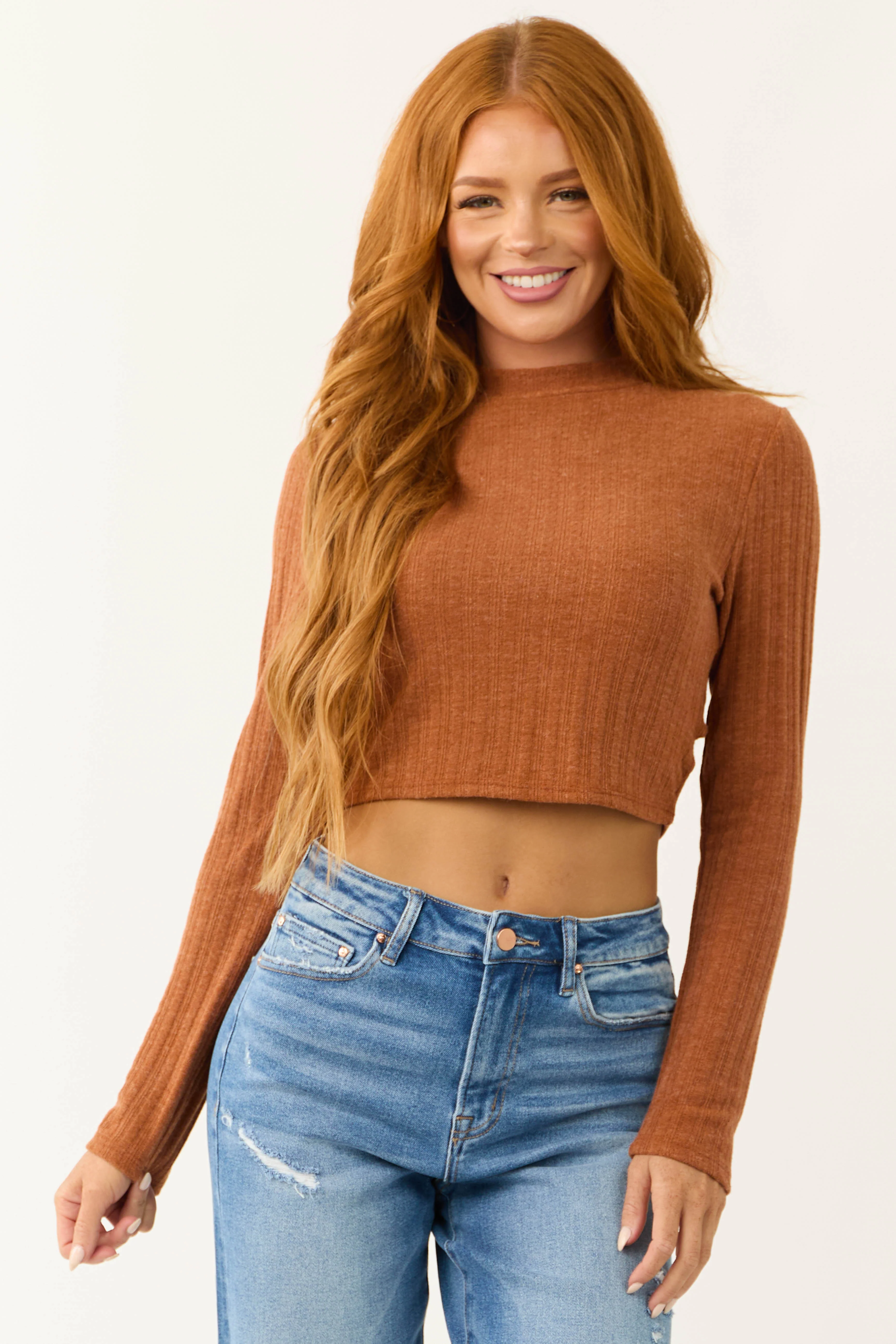 Terracotta Criss Cross Cut Out Back Crop Top - LD SALE
