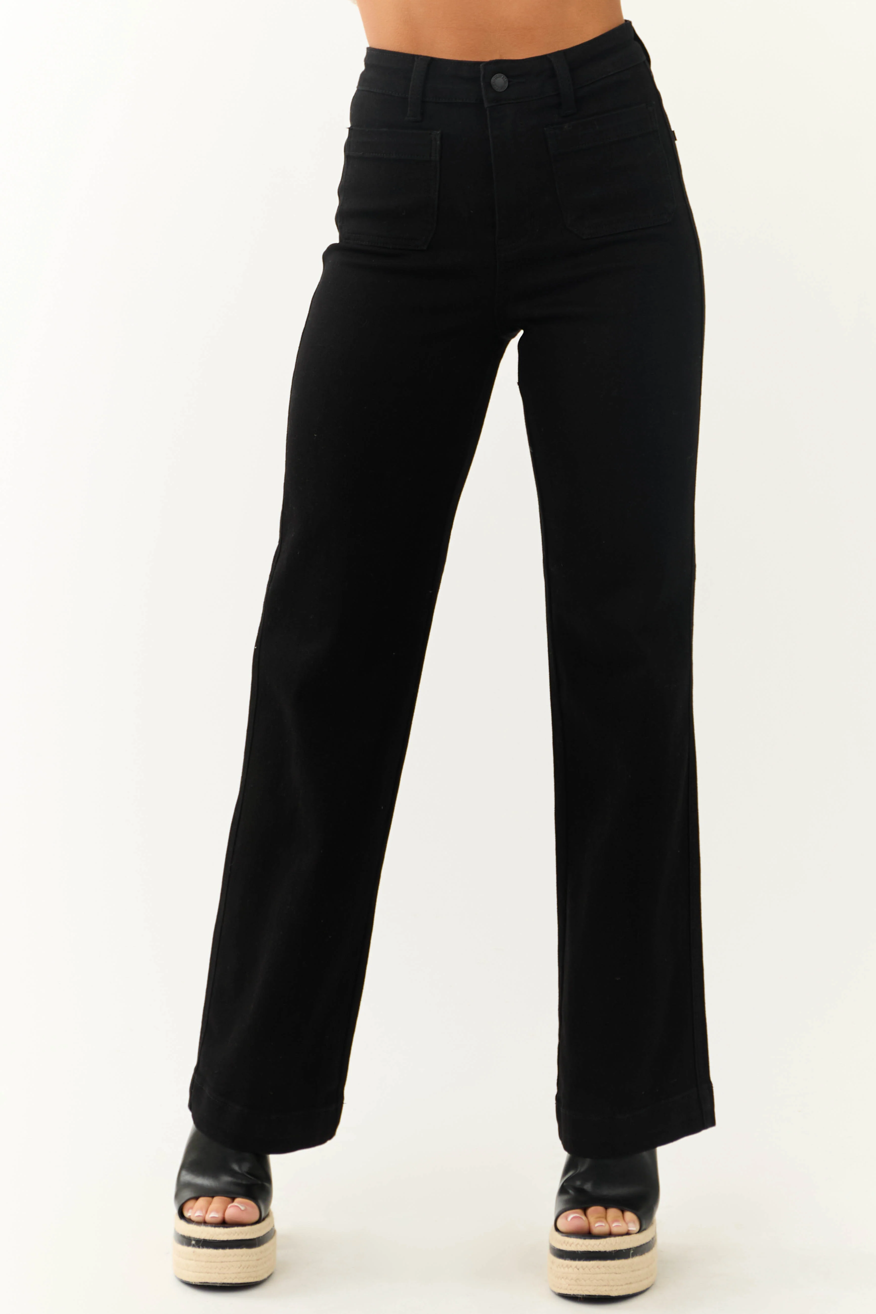 Judy Blue Black Patch Pocket Straight Jeans - LD SALE